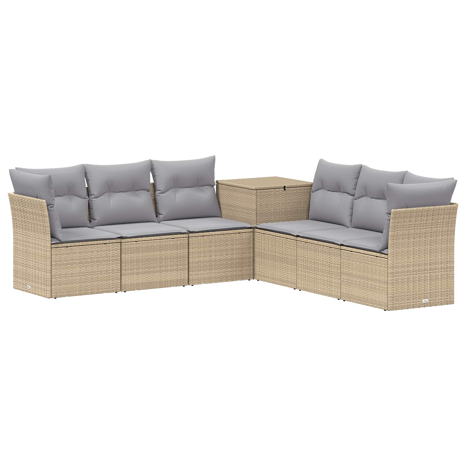 vidaXL Sofa Set 7 pcs Beige und Hellgrau Polyrattan und Stahl