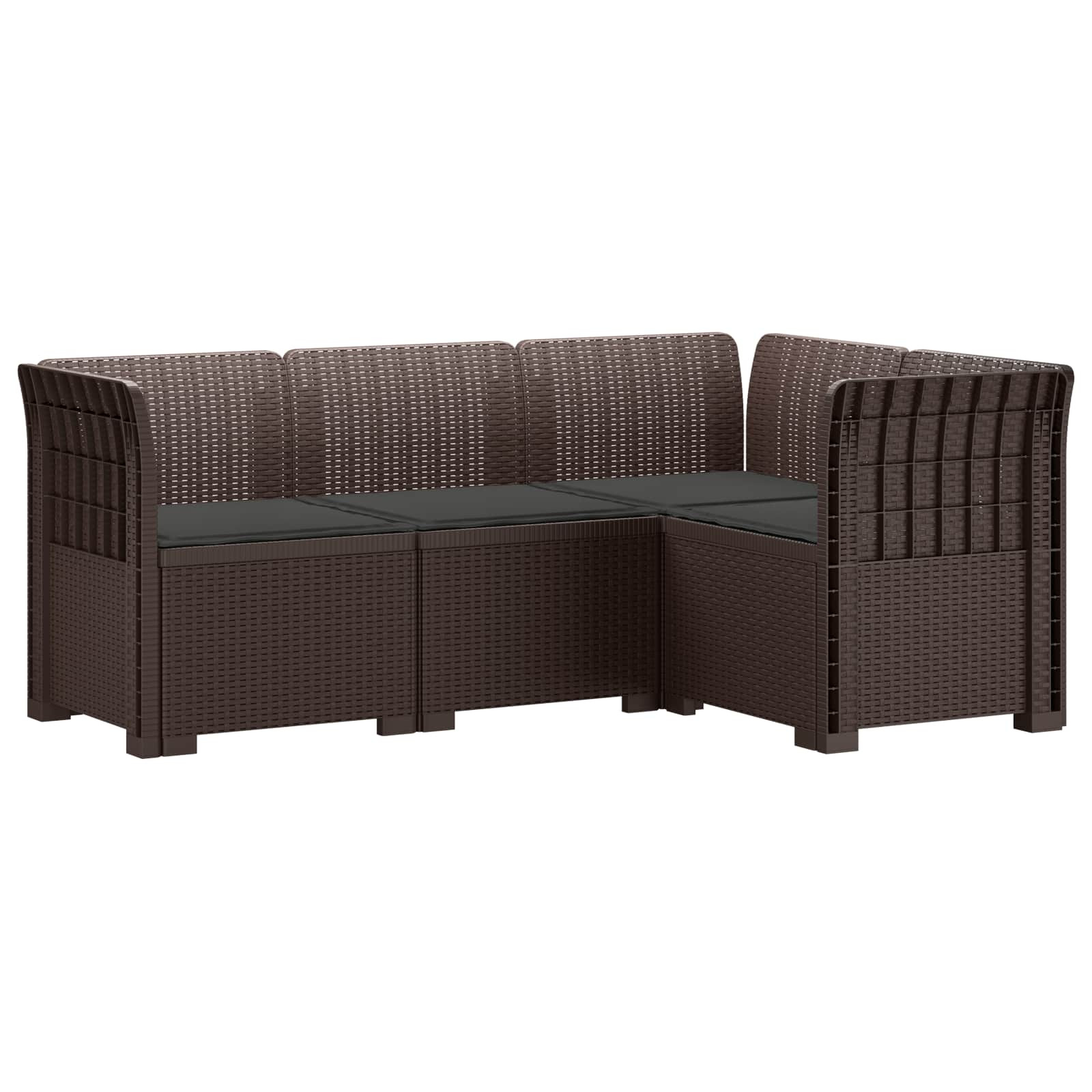 vidaXL 4-Sitzer Gartensofa mit Kissen Rattan-Look PP Braun