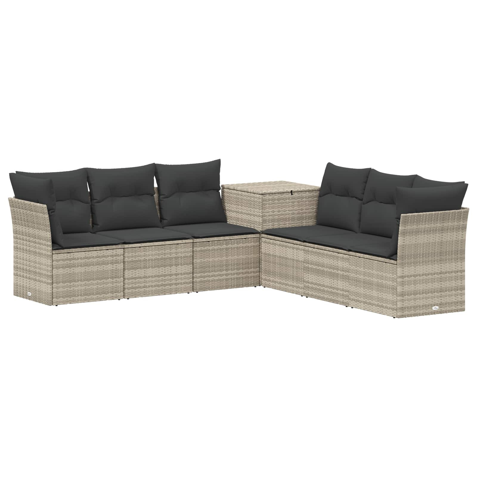 vidaXL Sofa Set 7 pcs Hellgrau und Dunkelgrau Polyrattan und Stahl
