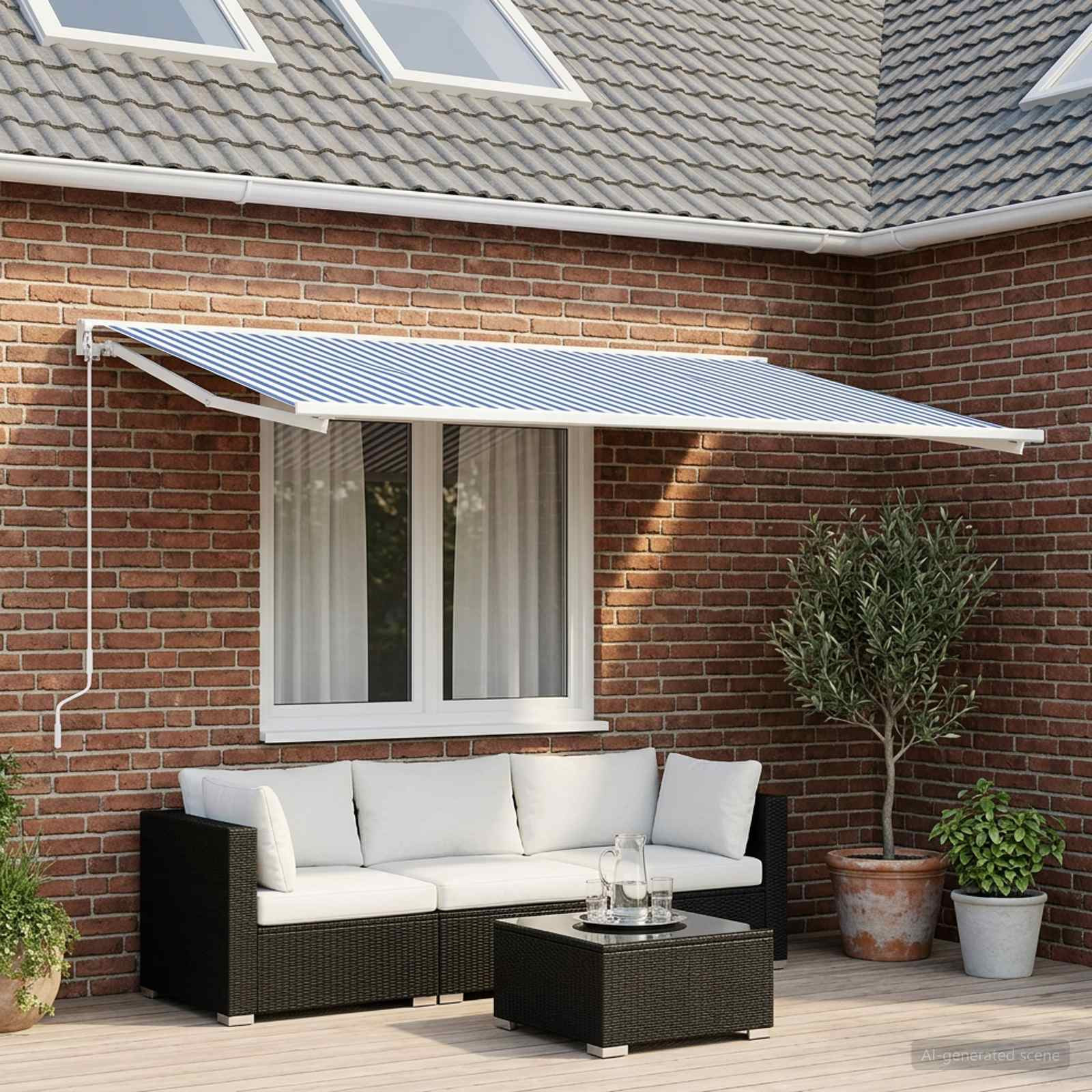 vidaXL Markisenersatzstoff Blau und Weiß 600 x 300 cm Polyester