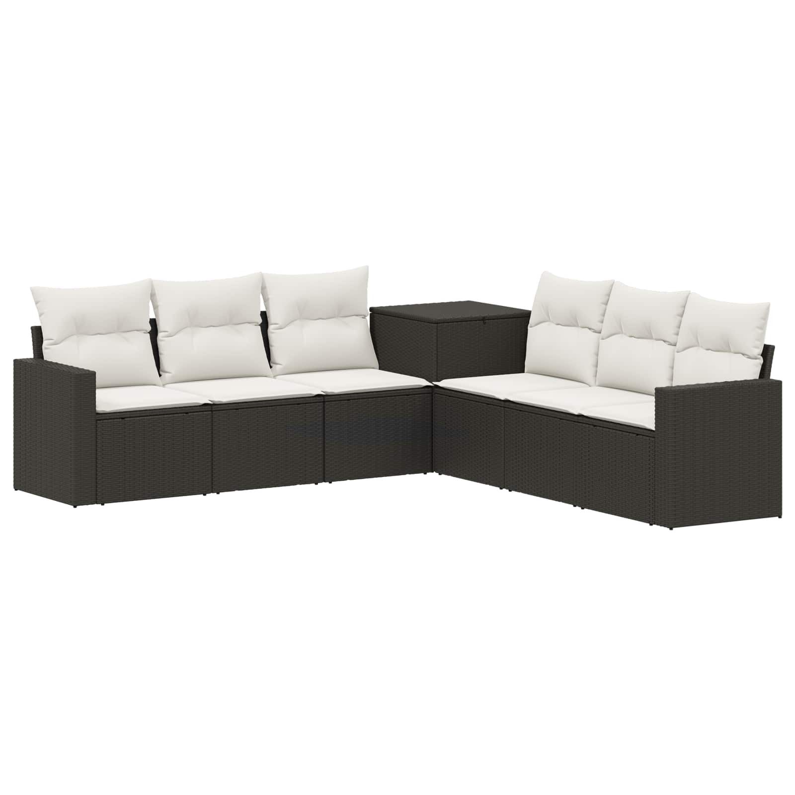 vidaXL Sofa Set 7 pcs Schwarz und Cremeweiß Polyrattan und Stahl