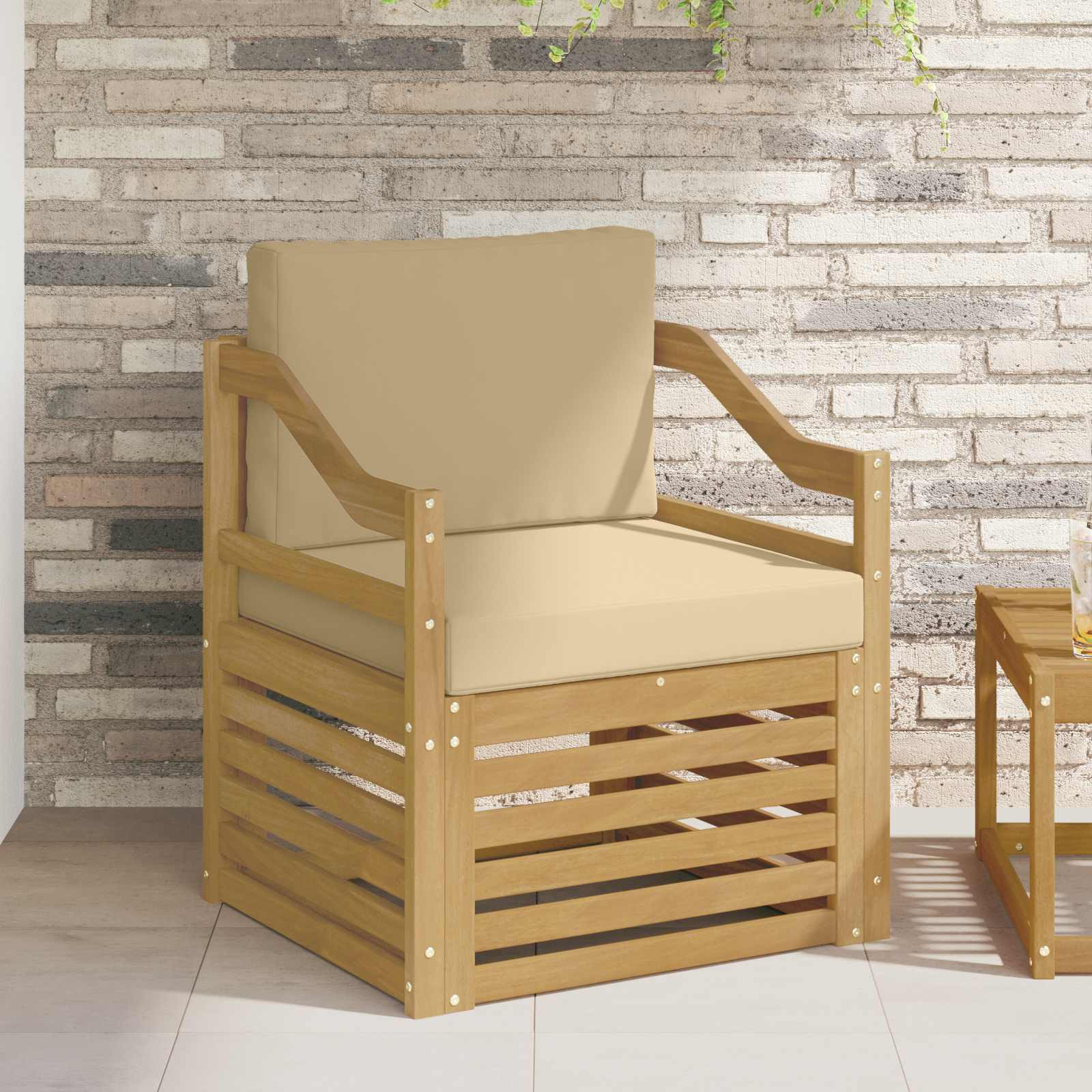 vidaXL Outdoor-Sofa Polyester Weiß und Beige