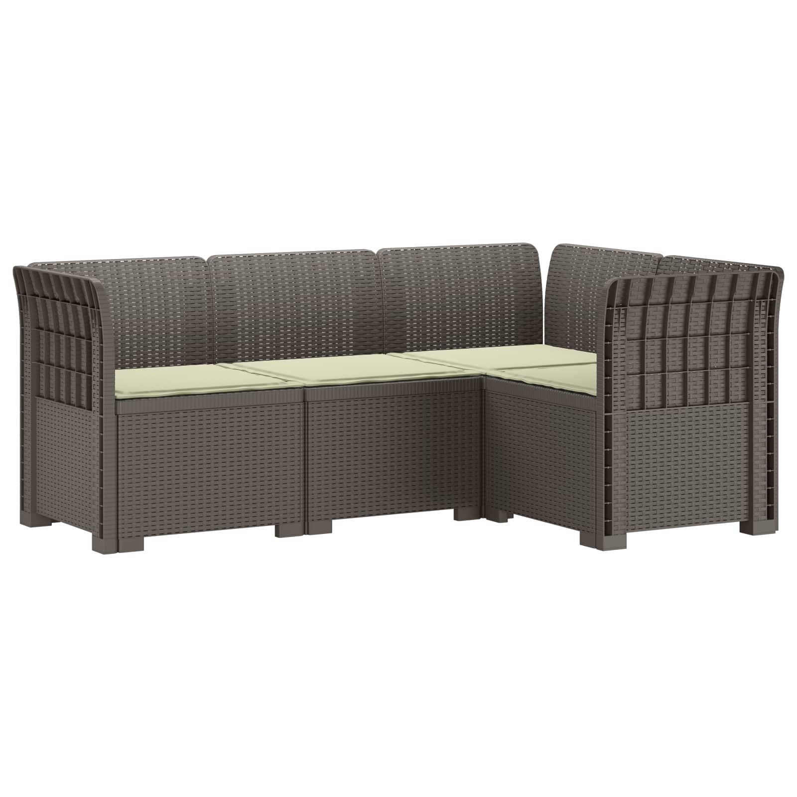 vidaXL 4-Sitzer Gartensofa mit Kissen Rattan-Look PP Hellgrau