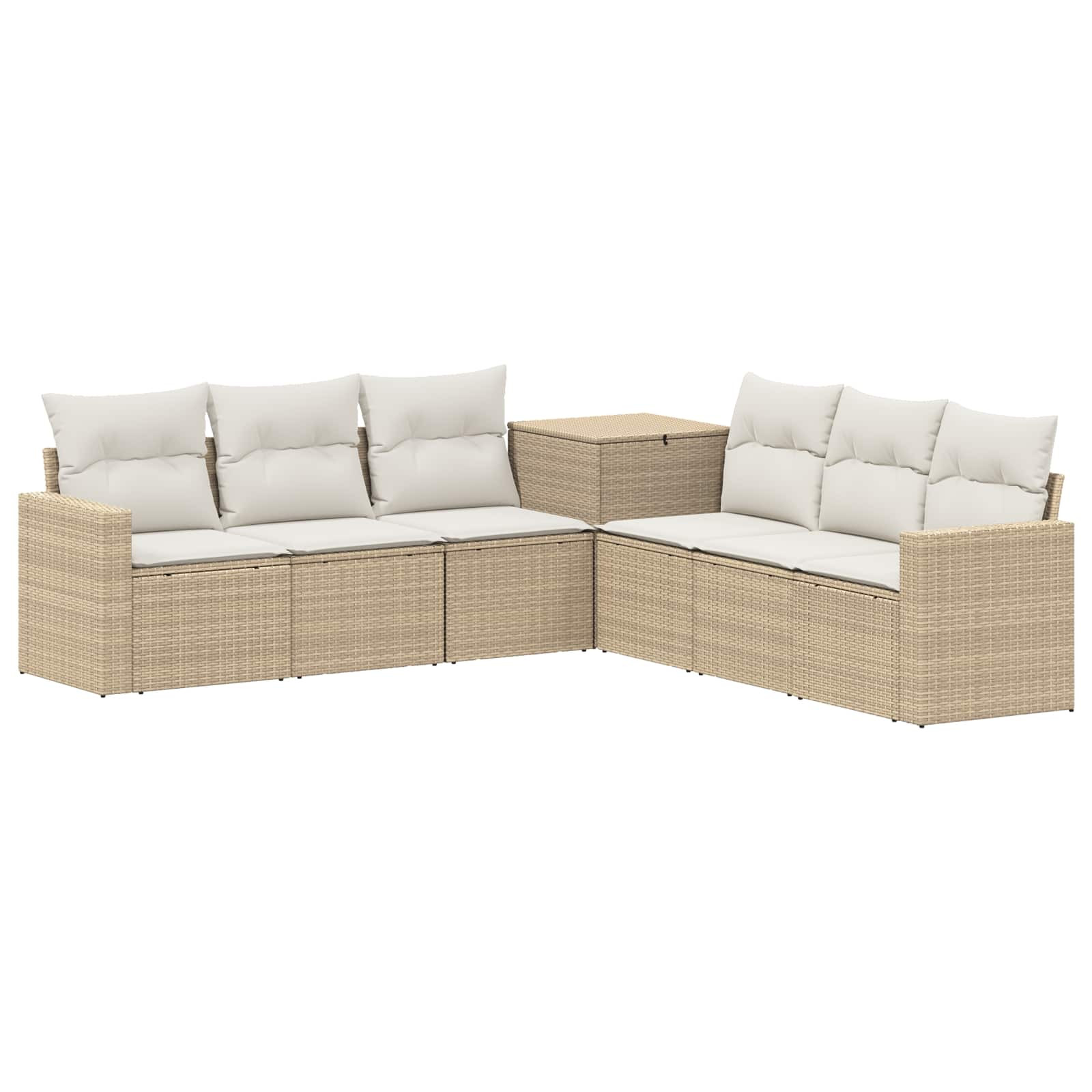 vidaXL Sofa Set 7 pcs Beige und Cremeweiß Polyrattan und Stahl