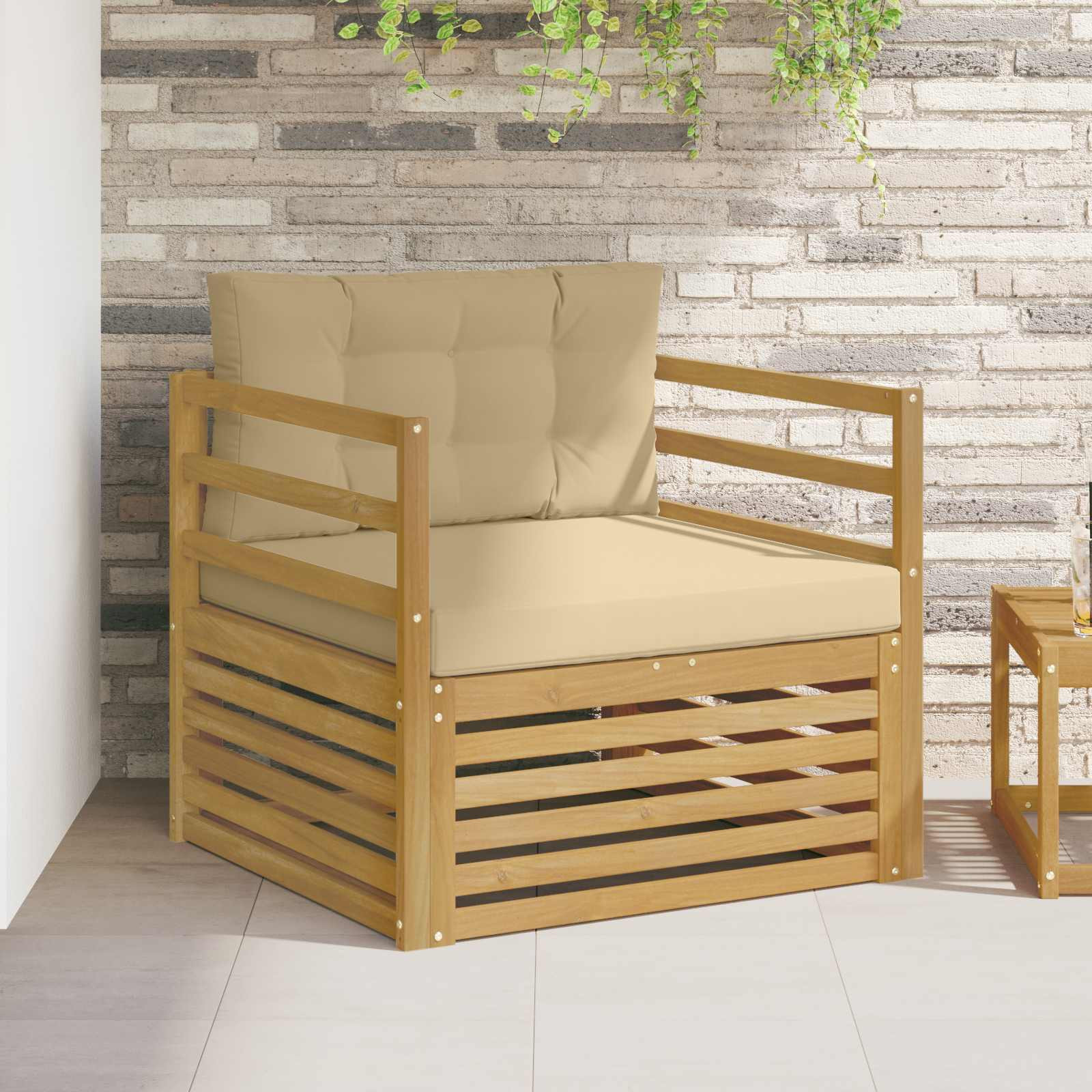 vidaXL Outdoor-Sofa Weiß und Beige