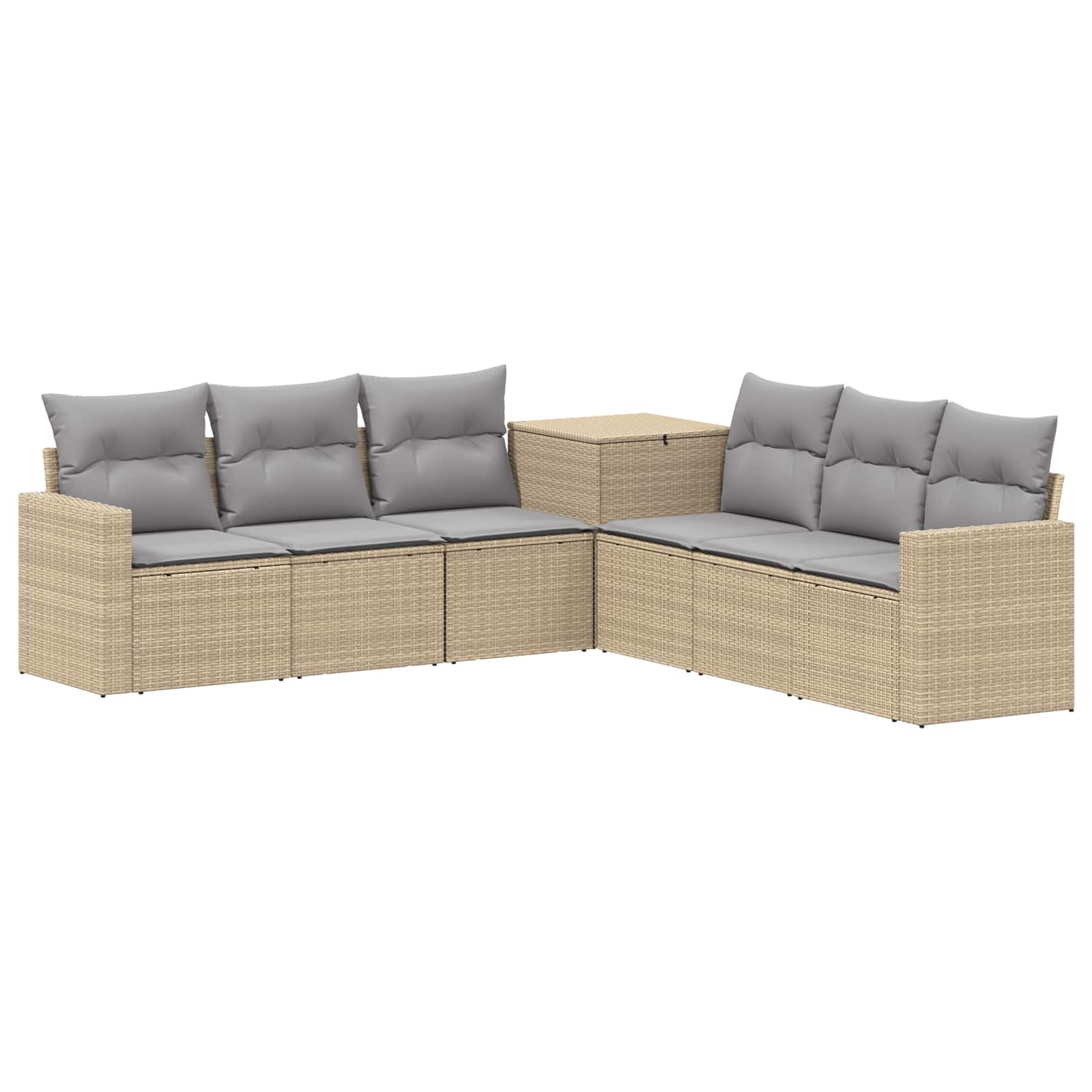 vidaXL Sofa Set 7 pcs Beige und Hellgrau Polyrattan und Stahl