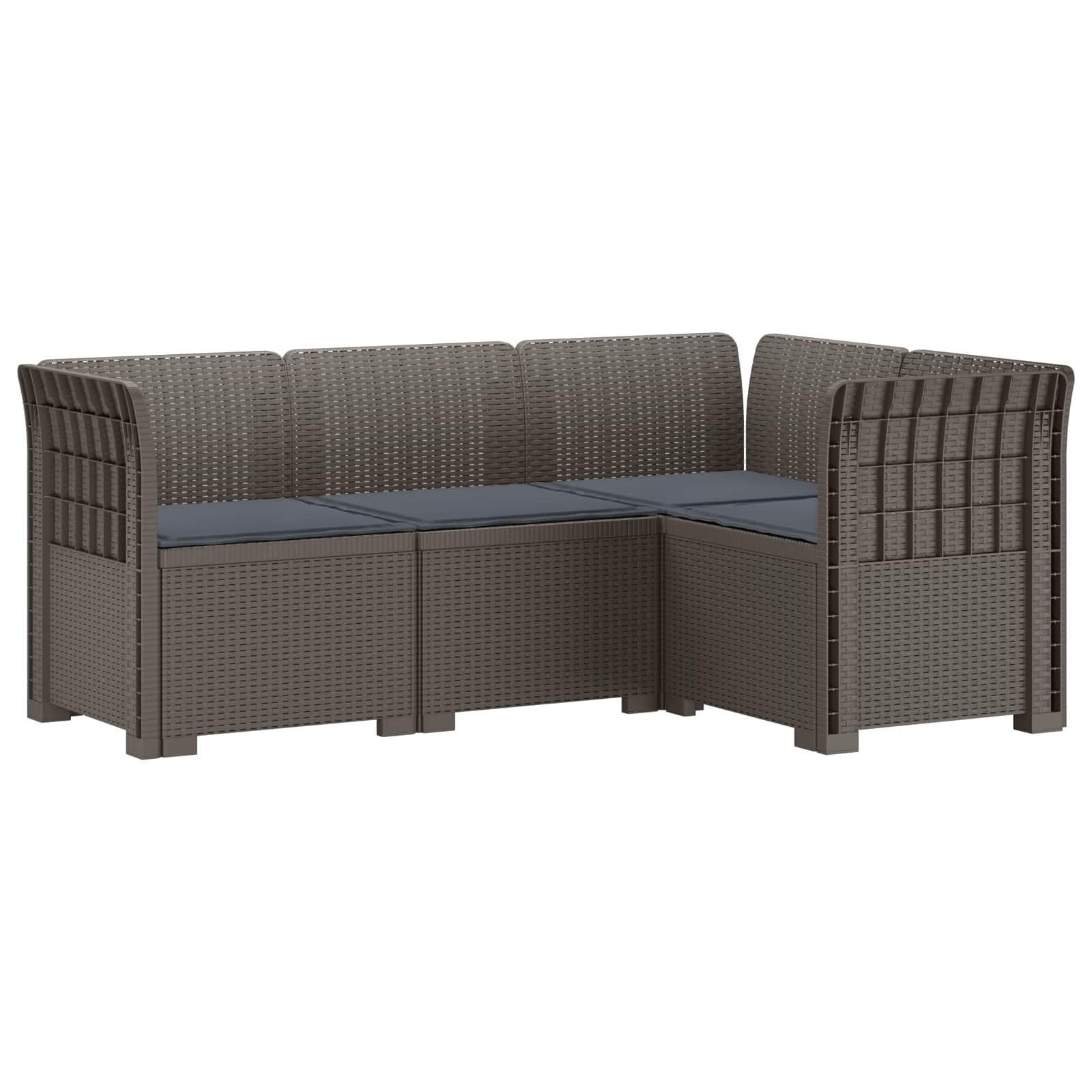 vidaXL 4-Sitzer Gartensofa mit Kissen Rattan-Look PP Hellgrau