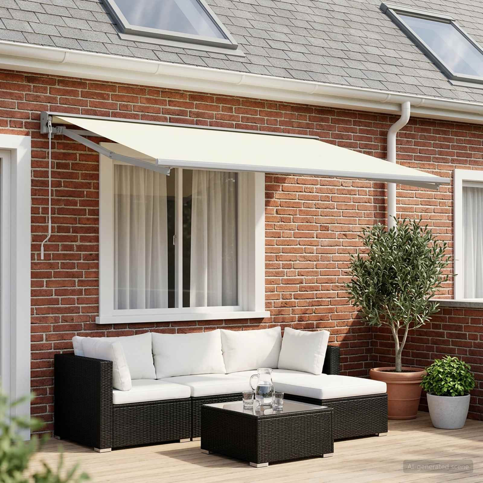 vidaXL Markisenersatzstoff Creme 400 x 350 cm Polyester