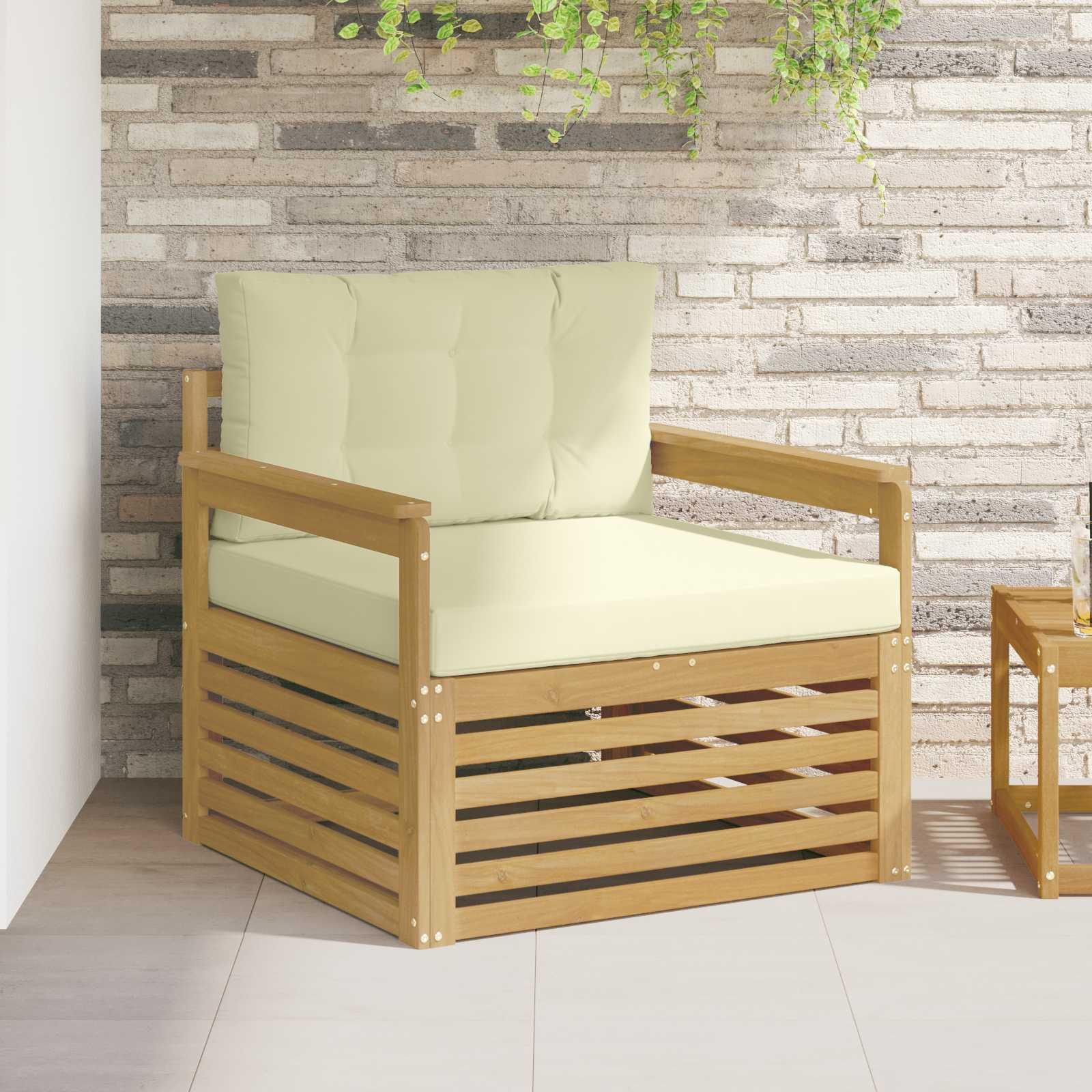 vidaXL Outdoor-Sofa Polyester Weiß und Creme