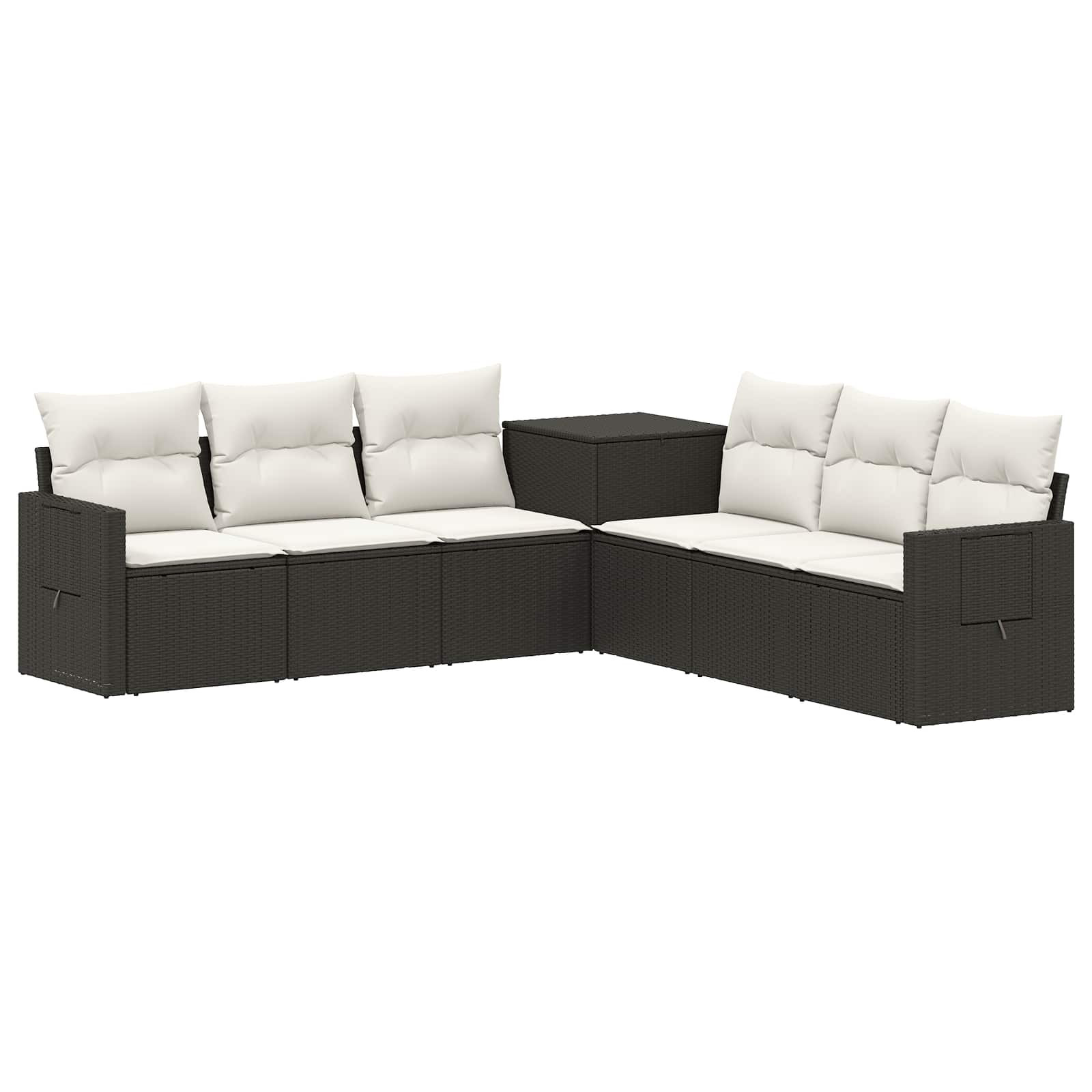 vidaXL Sofa Set 7 pcs Schwarz und Cremeweiß Polyrattan und Stahl