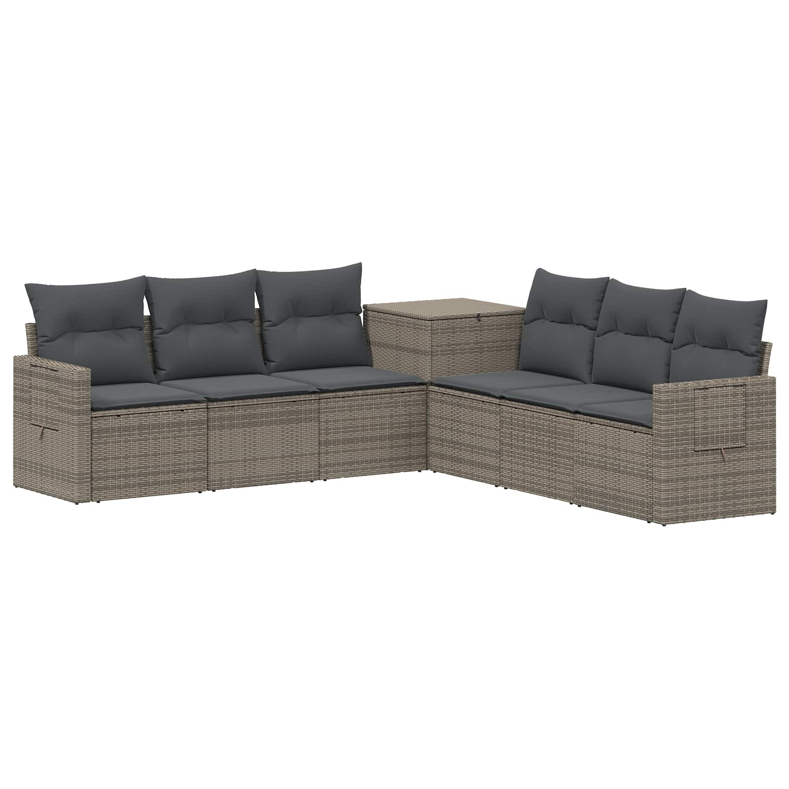 vidaXL Sofa Set 7 pcs Grau und Dunkelgrau Polyrattan und Stahl
