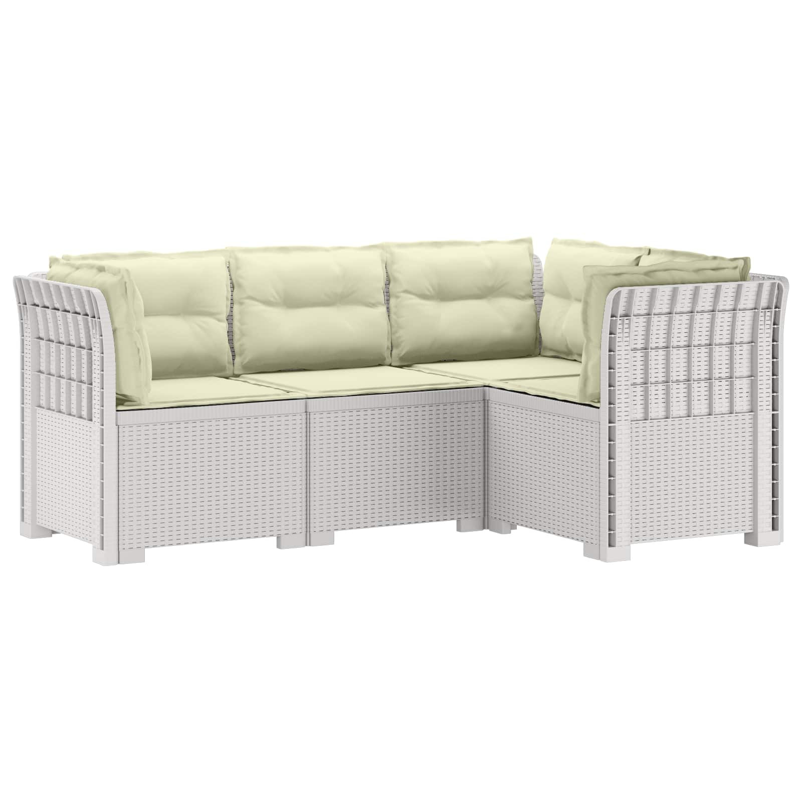 vidaXL 4-Sitzer Gartensofa mit Kissen Rattan-Look PP Weiß