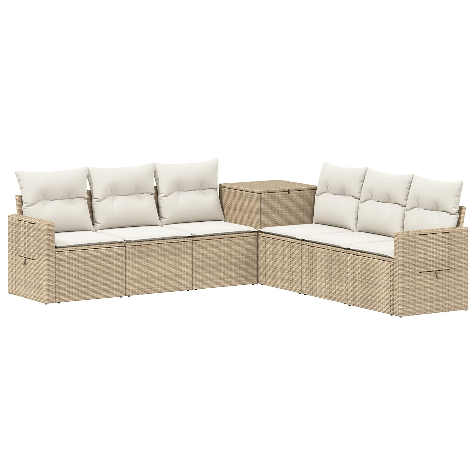 vidaXL Sofa Set 7 pcs Beige und Cremeweiß Polyrattan und Stahl