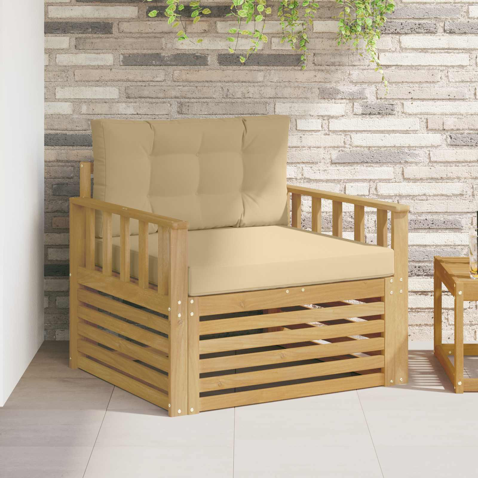 vidaXL Outdoor-Sofa Polyester Weiß und Beige