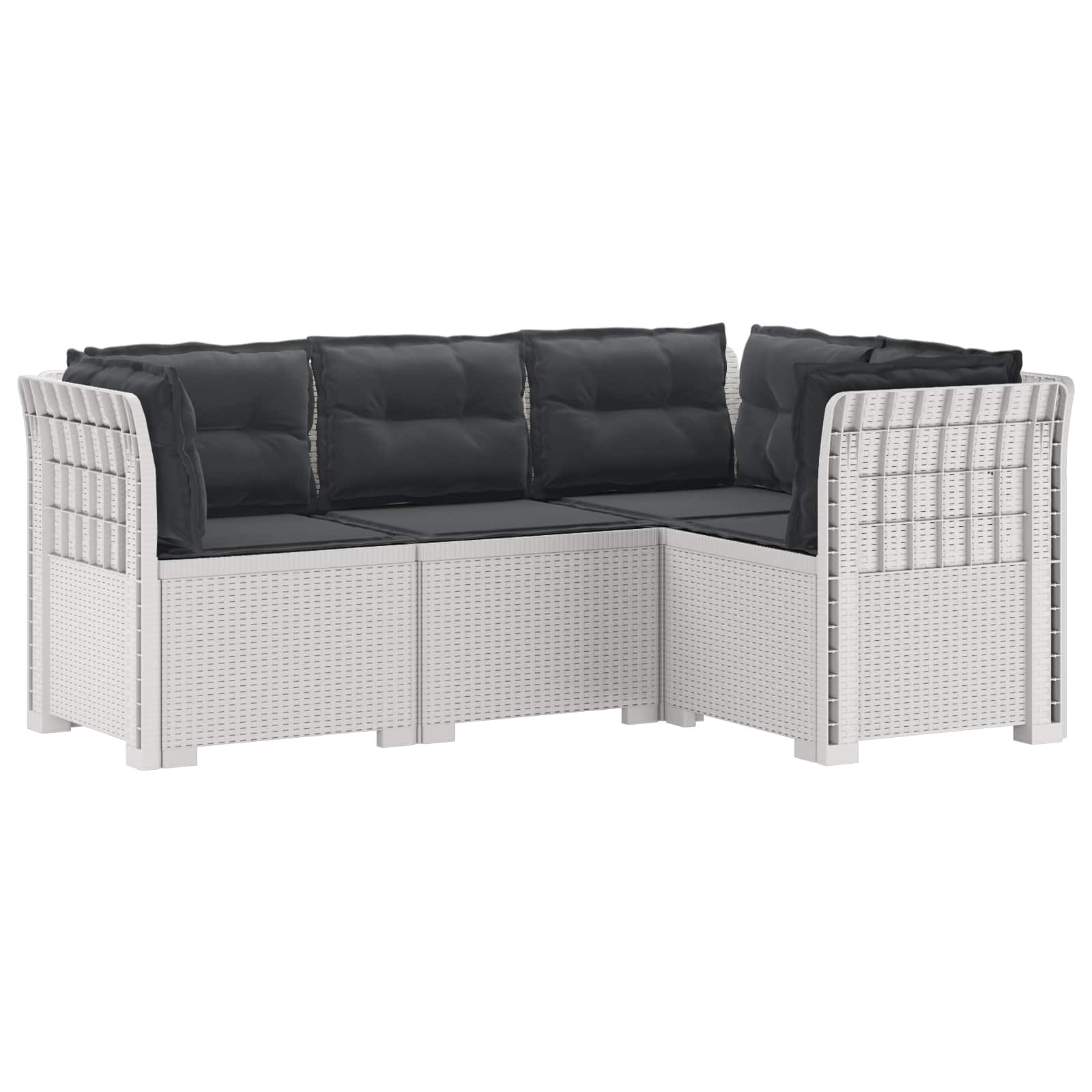 vidaXL 4-Sitzer Gartensofa mit Kissen Rattan-Look PP Weiß