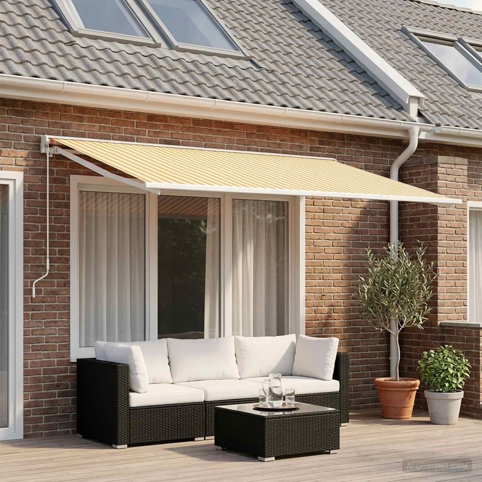 vidaXL Markisenersatzstoff Gelb und Weiß 400 x 200 cm Polyester