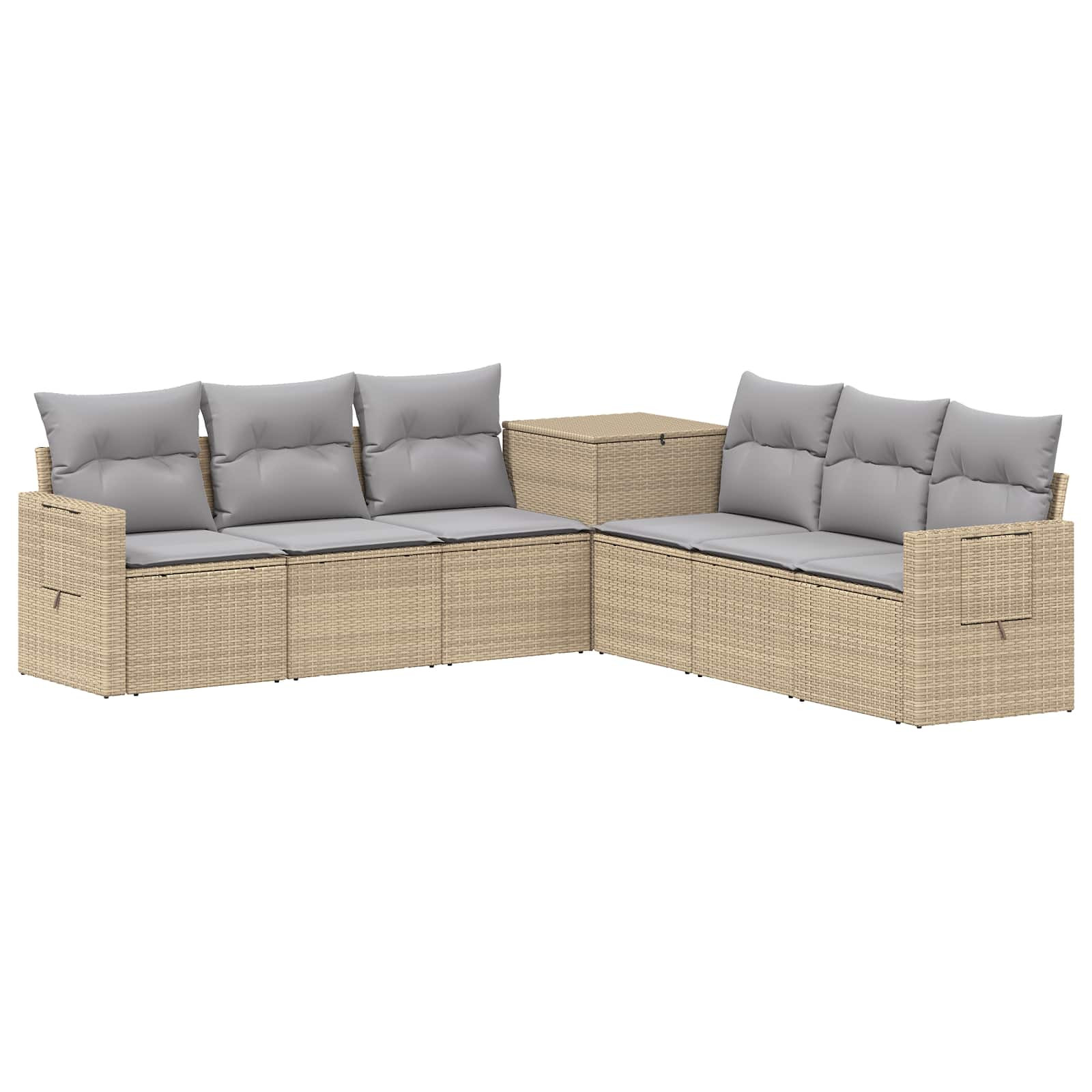vidaXL Sofa Set 7 pcs Beige und Hellgrau Polyrattan und Stahl