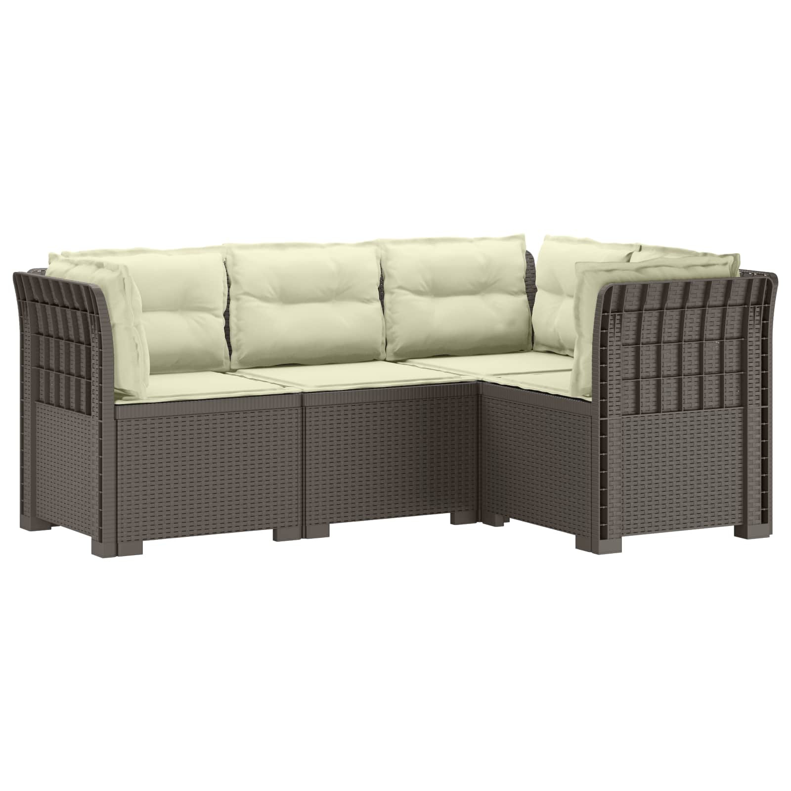 vidaXL 4-Sitzer Gartensofa mit Kissen Rattan-Look PP Hellgrau