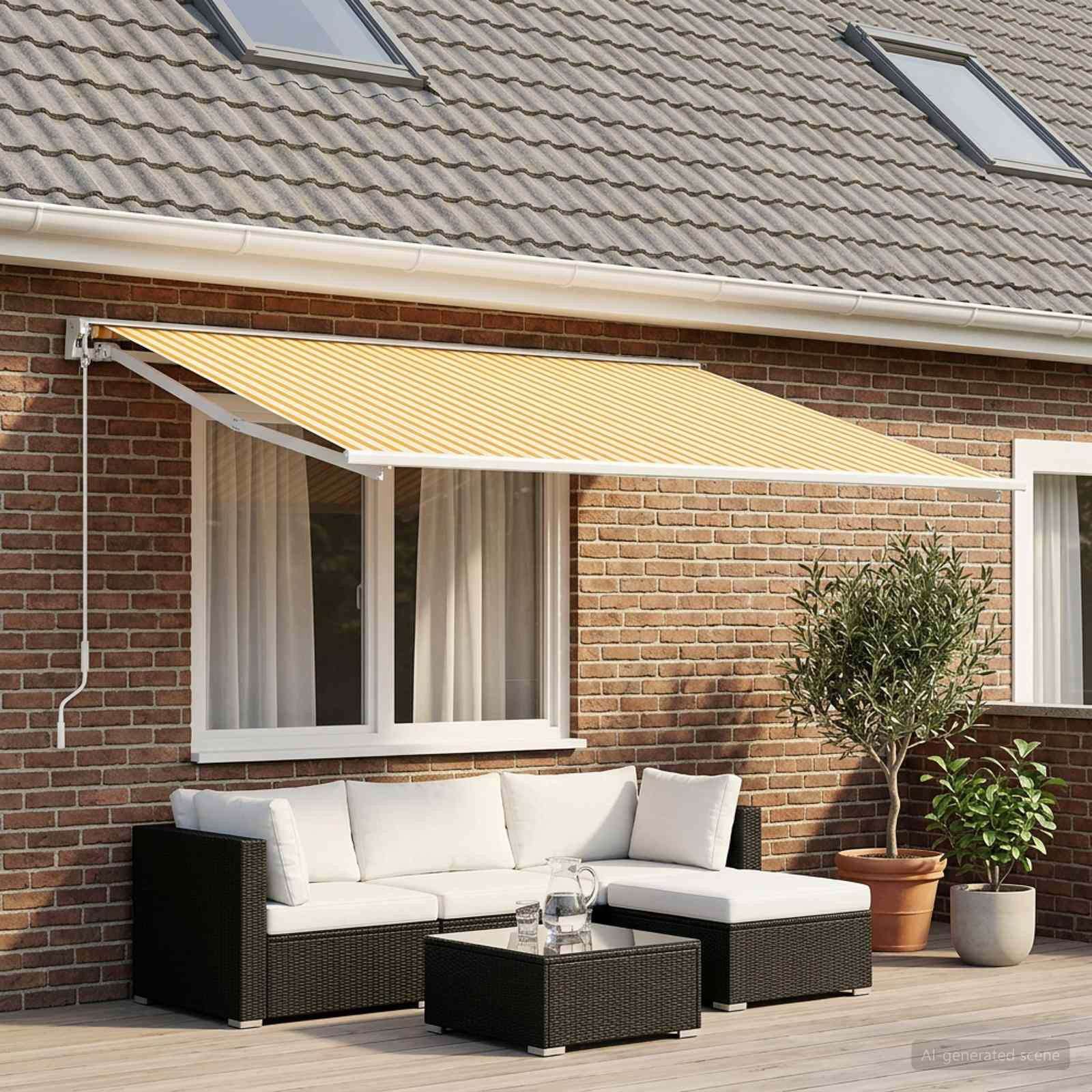 vidaXL Markisenersatzstoff Gelb und Weiß 500 x 350 cm Polyester