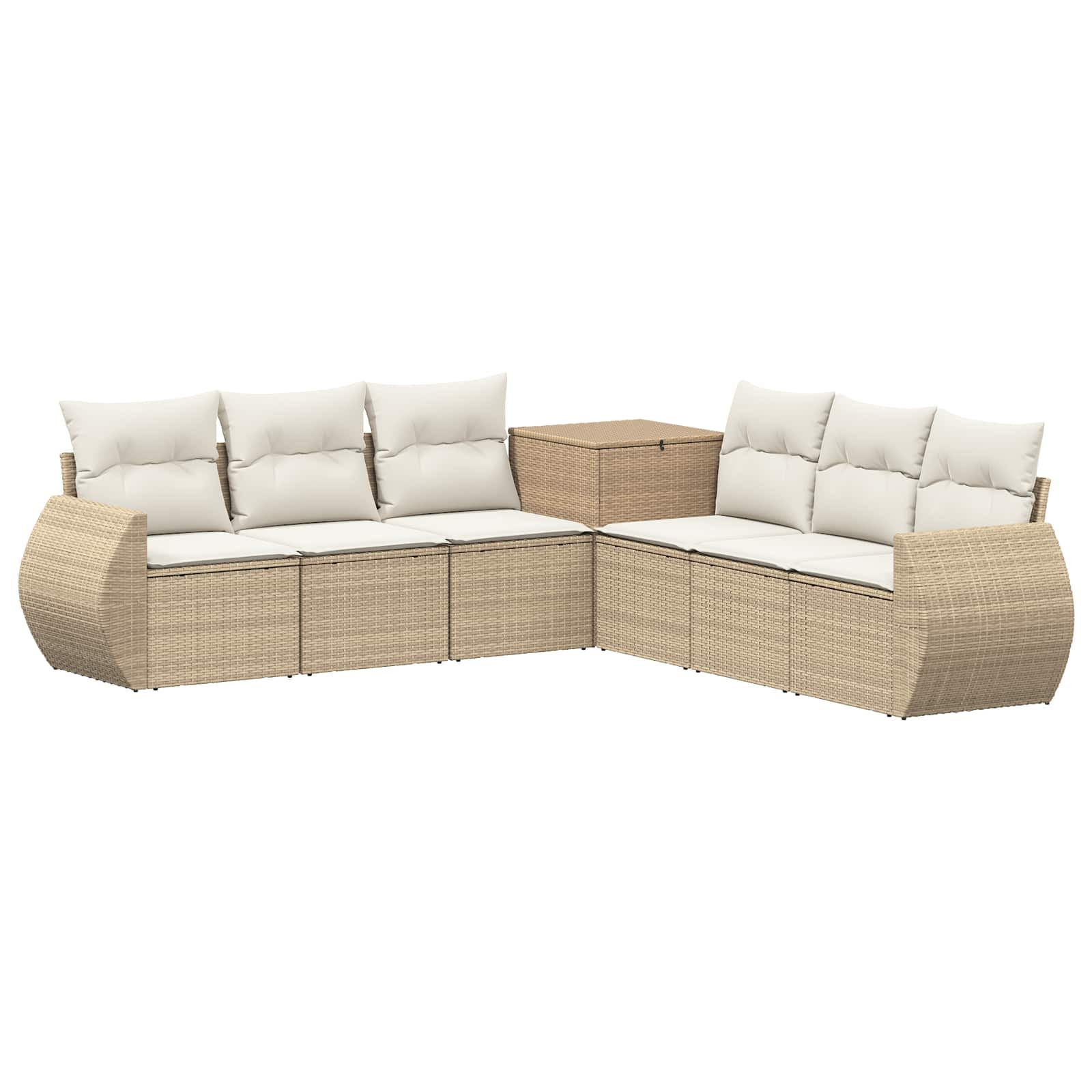 vidaXL Sofa Set 7 pcs Beige und Cremeweiß Polyrattan und Stahl