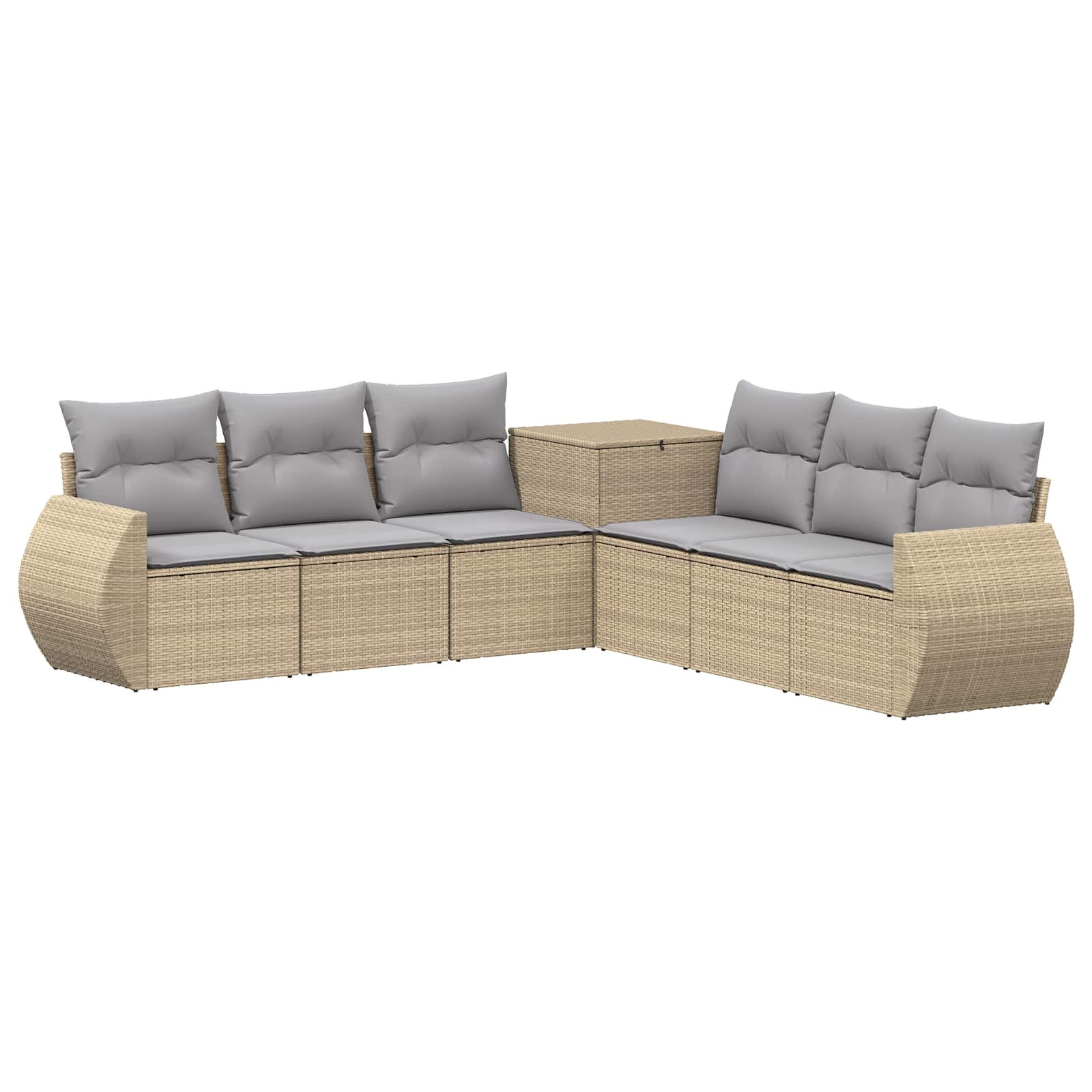 vidaXL Sofa Set 7 pcs Beige und Hellgrau Polyrattan und Stahl