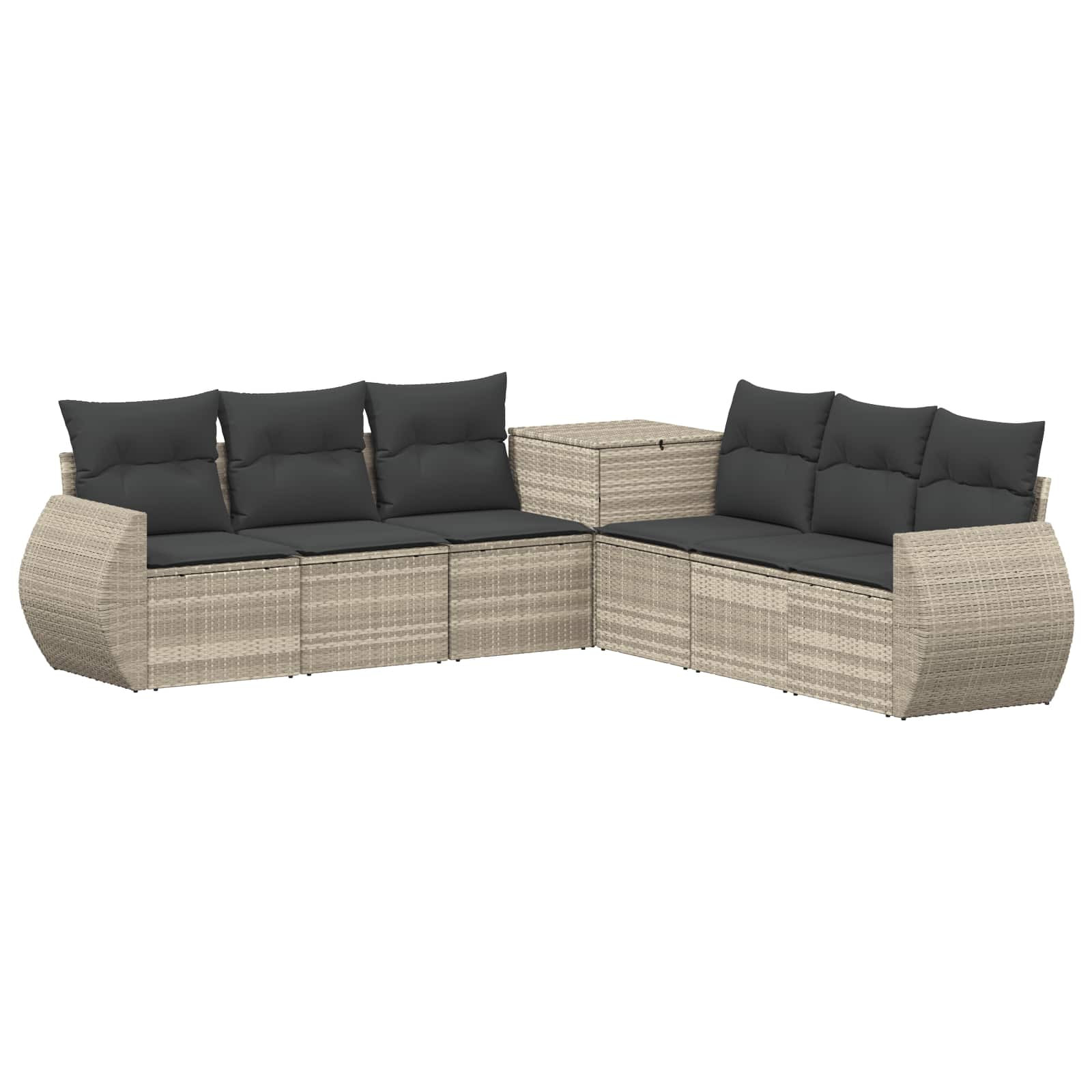 vidaXL Sofa Set 7 pcs Hellgrau und Dunkelgrau Polyrattan und Stahl