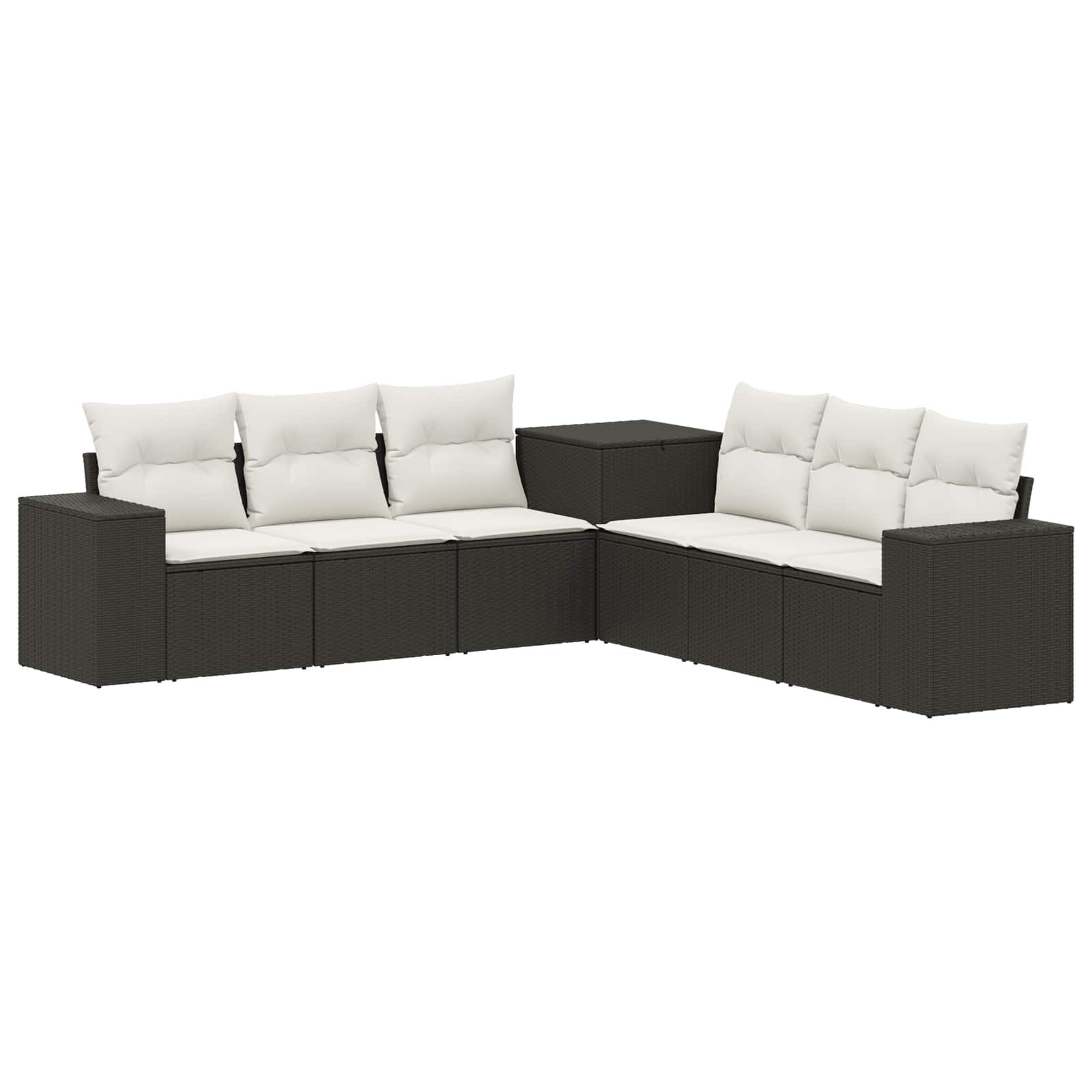 vidaXL Sofa Set 7 pcs Schwarz und Cremeweiß Polyrattan und Stahl