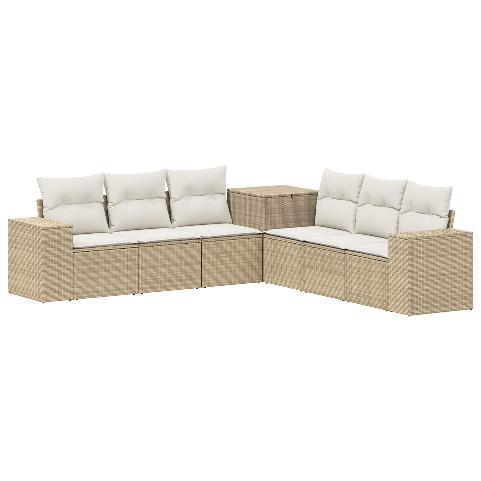 vidaXL Sofa Set 7 pcs Beige und Cremeweiß Polyrattan und Stahl