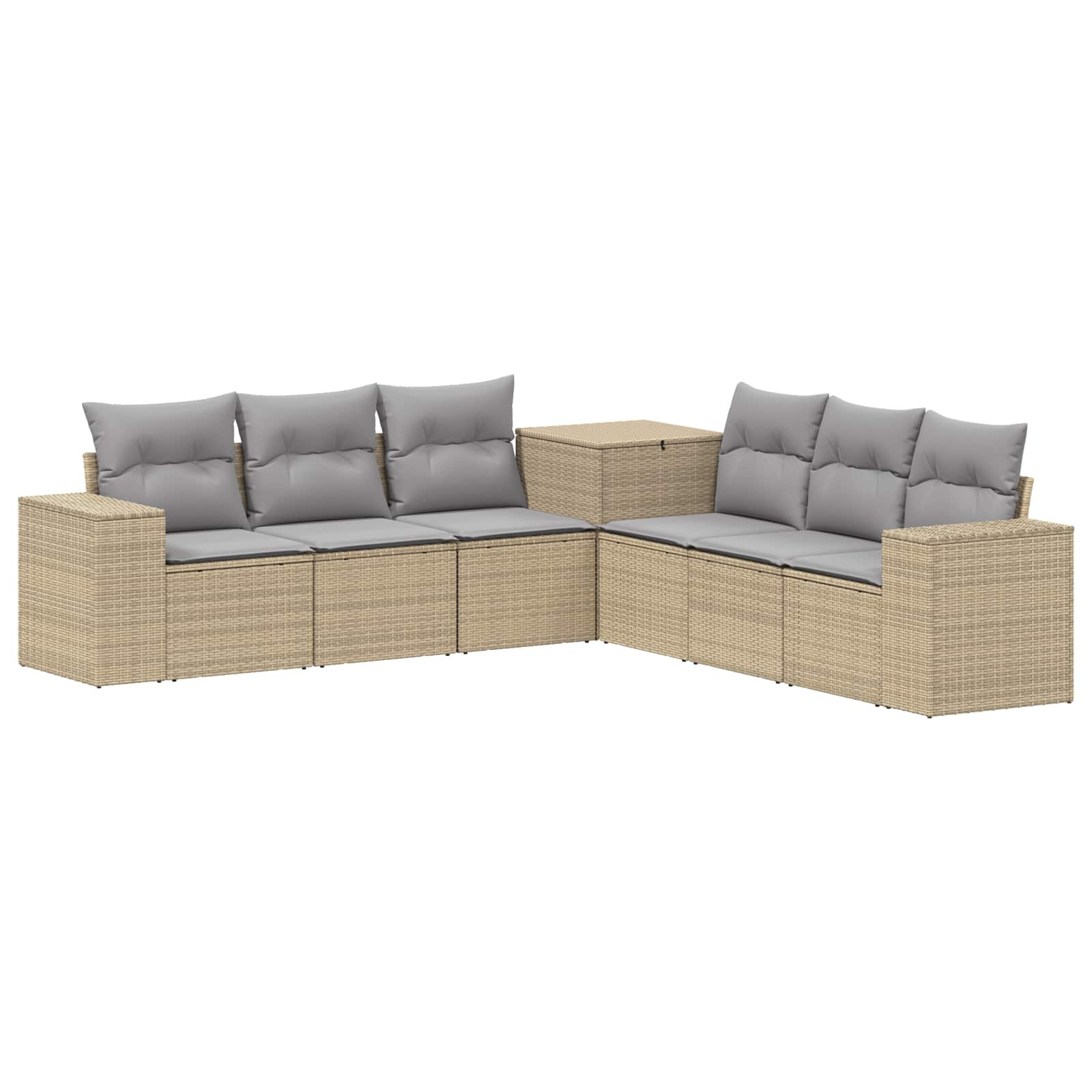 vidaXL Sofa Set 7 pcs Beige und Hellgrau Polyrattan und Stahl