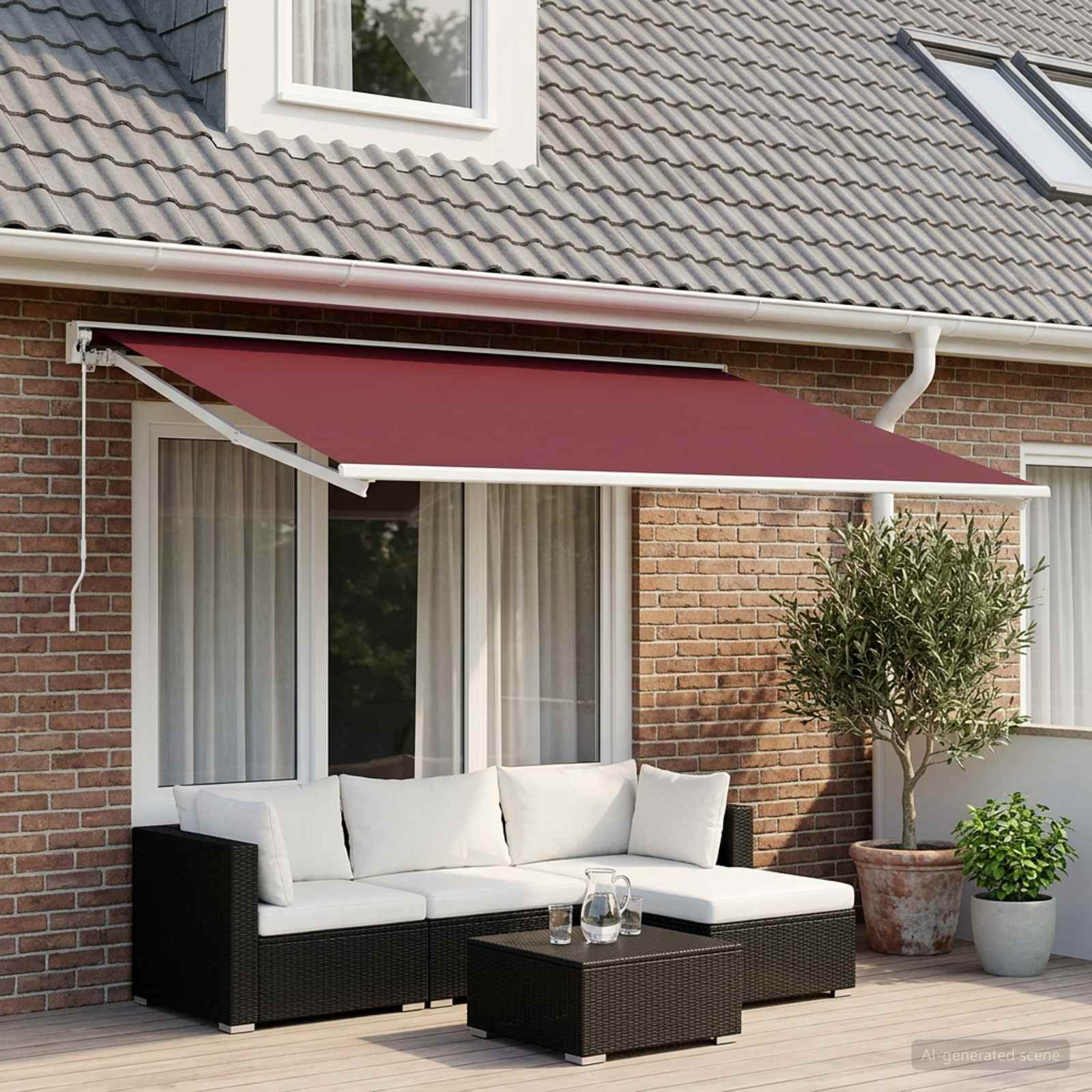 vidaXL Markisenersatzstoff Bordeauxrot 400 x 200 cm Polyester