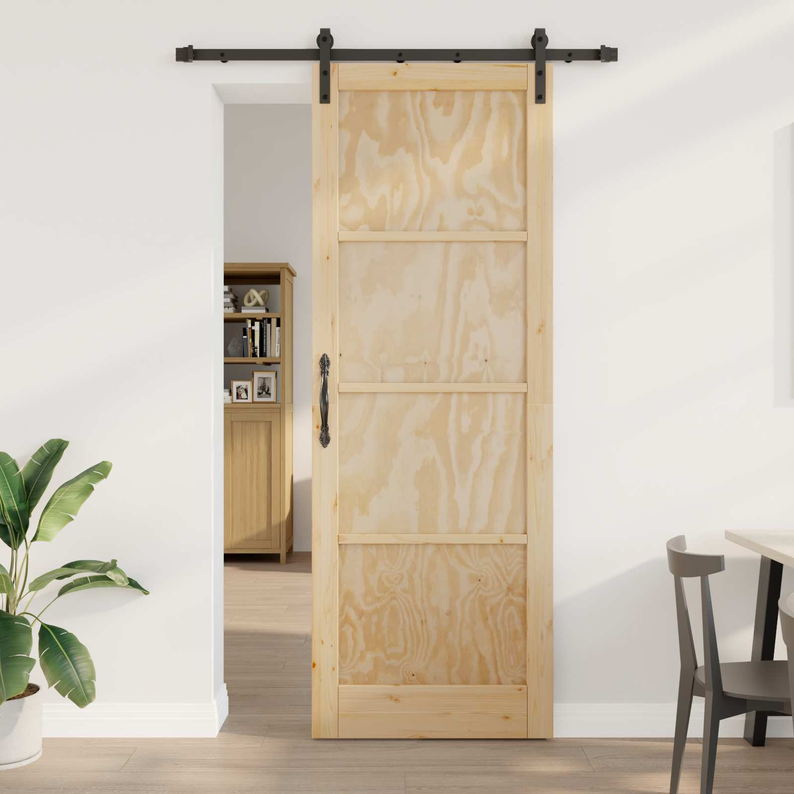 vidaXL Schiebetür Natur 83 x 232 cm Massives Kiefernholz
