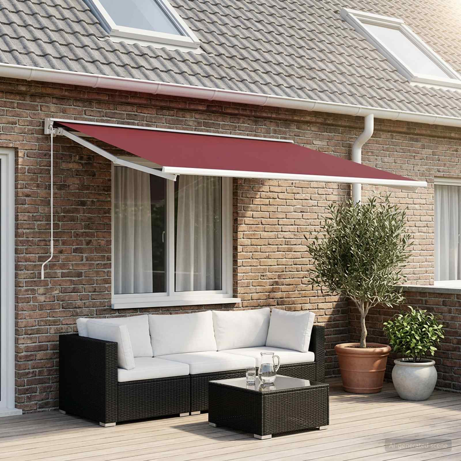 vidaXL Markisenersatzstoff Bordeauxrot 450 x 350 cm Polyester