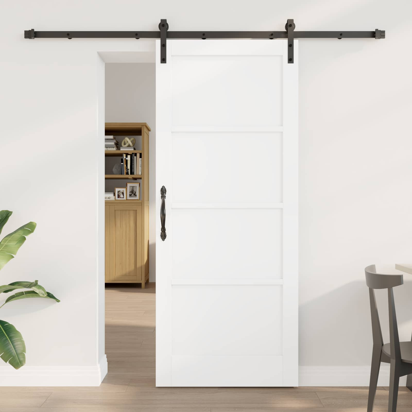 vidaXL Schiebetür Weiß 83 x 202 cm Massives Kiefernholz