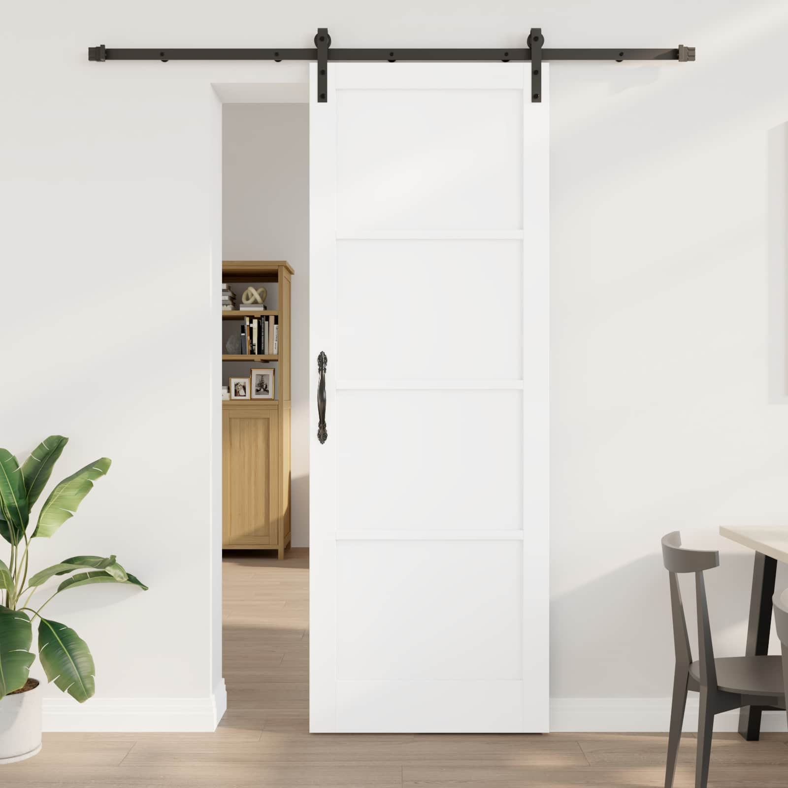 vidaXL Schiebetür Weiß 83 x 232 cm Massives Kiefernholz