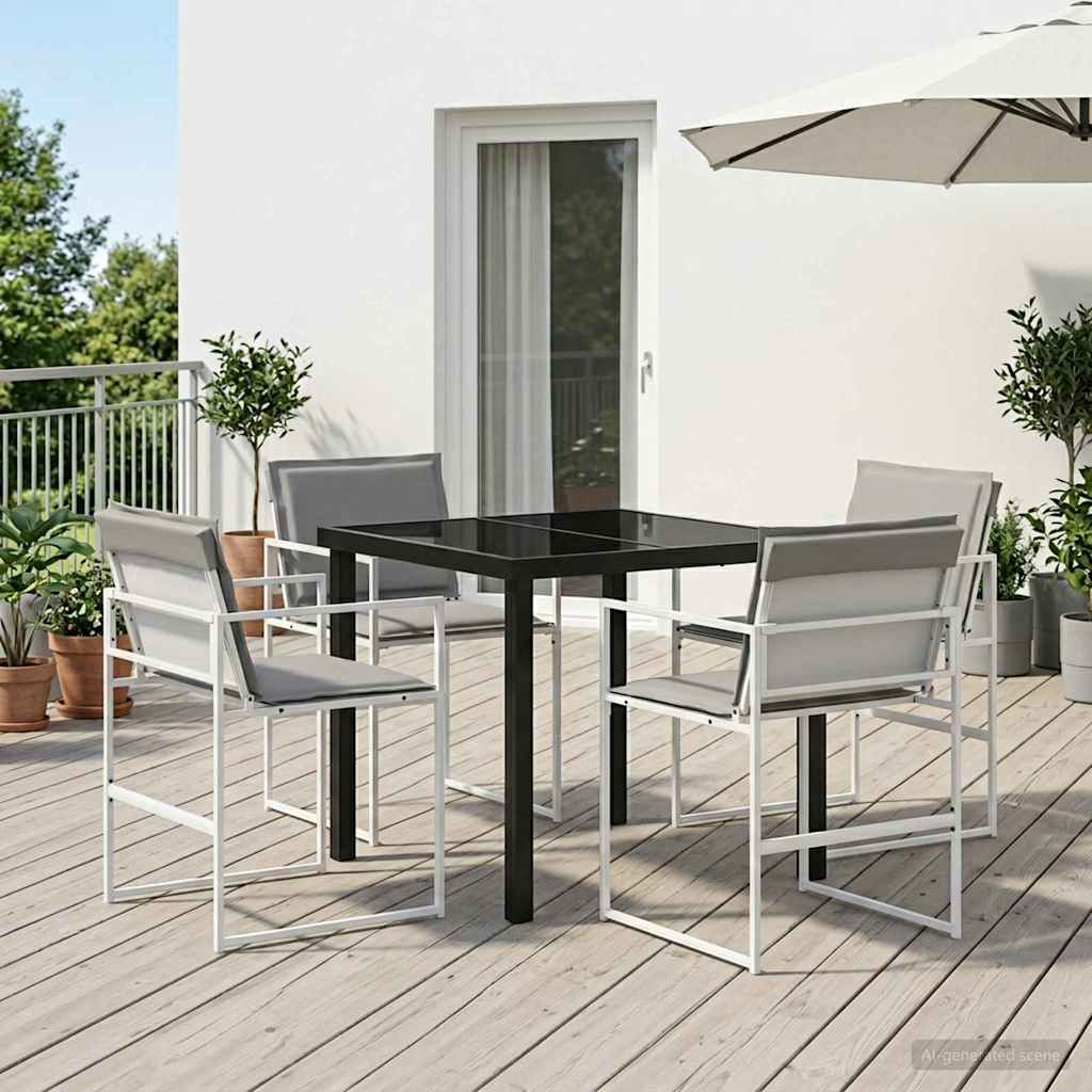 vidaXL Garten Essgruppe 5 pcs Weiß und Hellgrau 80 x 80 x 73 cm