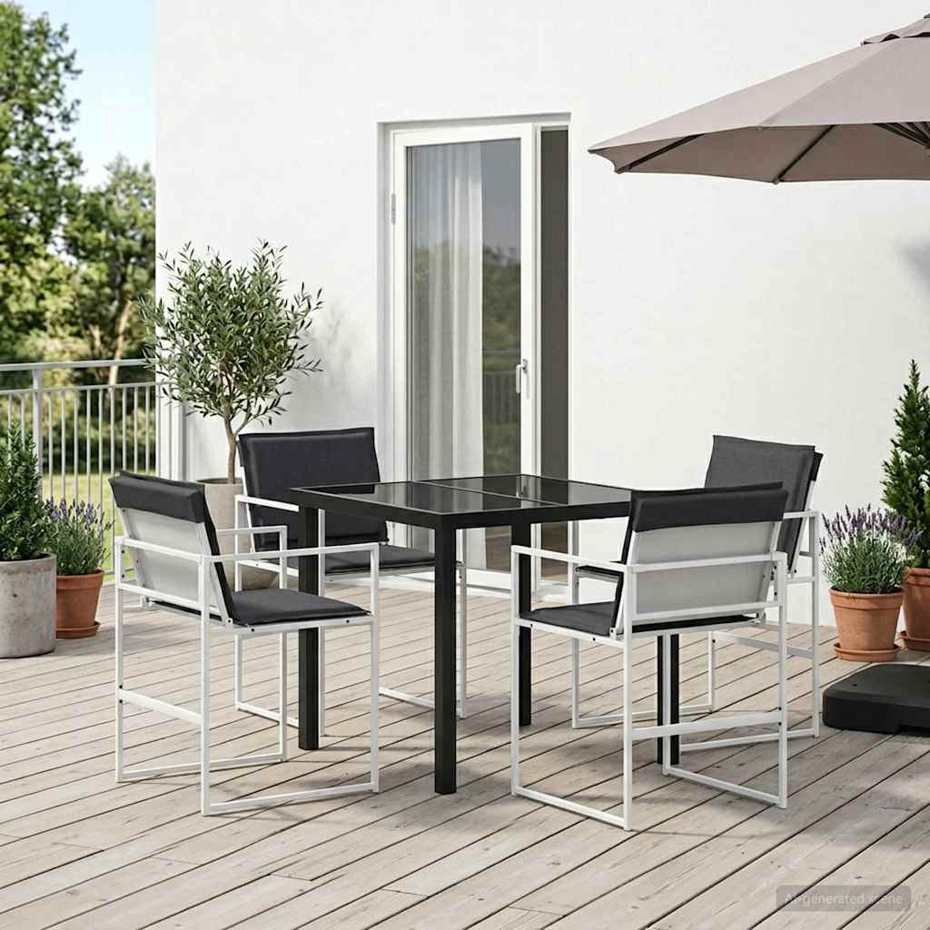 vidaXL Garten Essgruppe 5 pcs Weiß und Anthrazit 80 x 80 x 73 cm