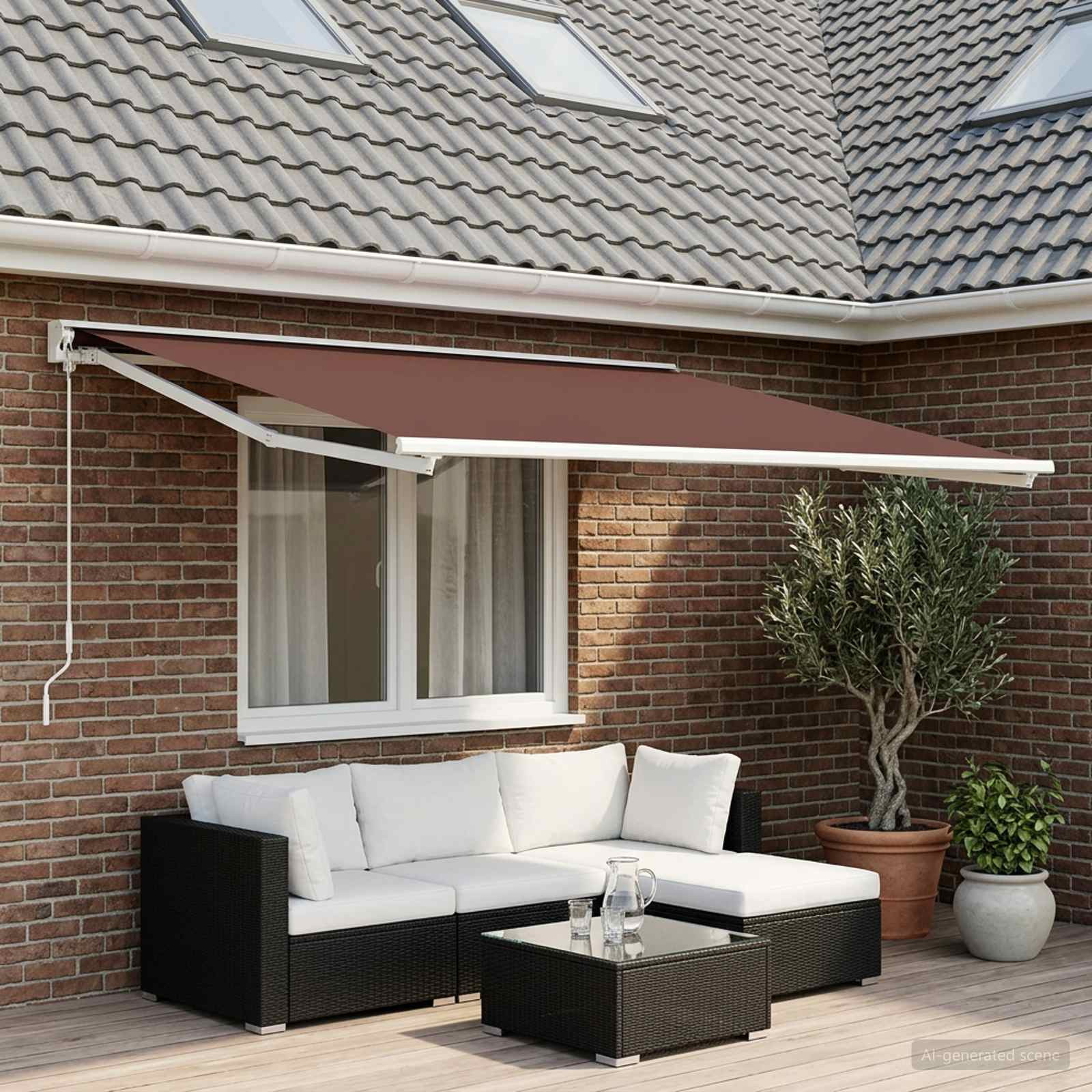 vidaXL Markisenersatzstoff Braun 350 x 250 cm Polyester