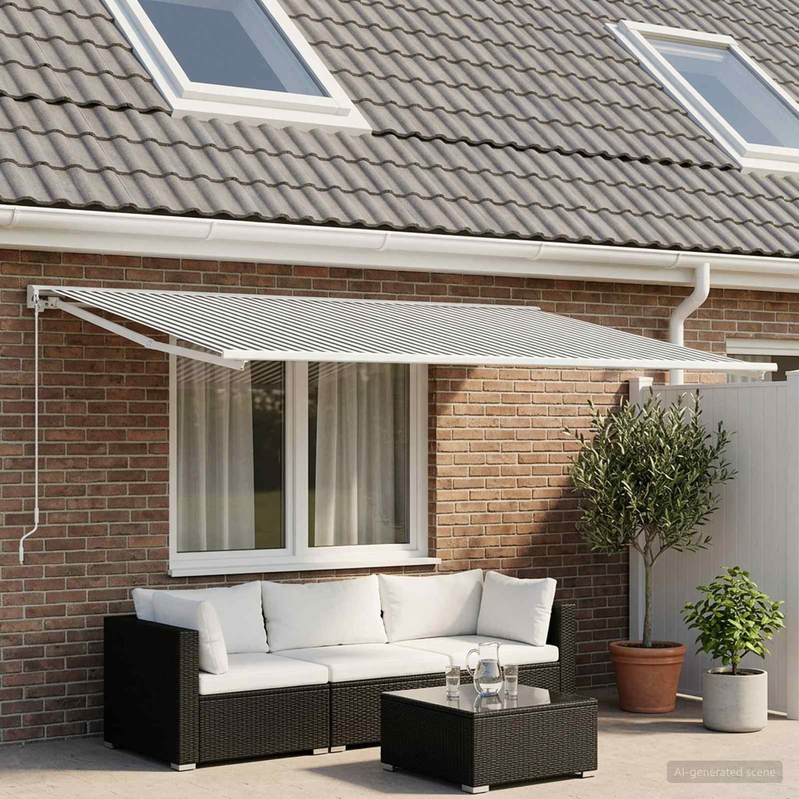 vidaXL Markisenersatzstoff Anthrazit und Weiß 250 x 200 cm Polyester