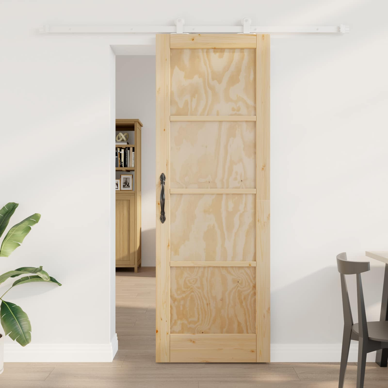 vidaXL Schiebetür Natürlich und Weiß 73,5 x 211 cm