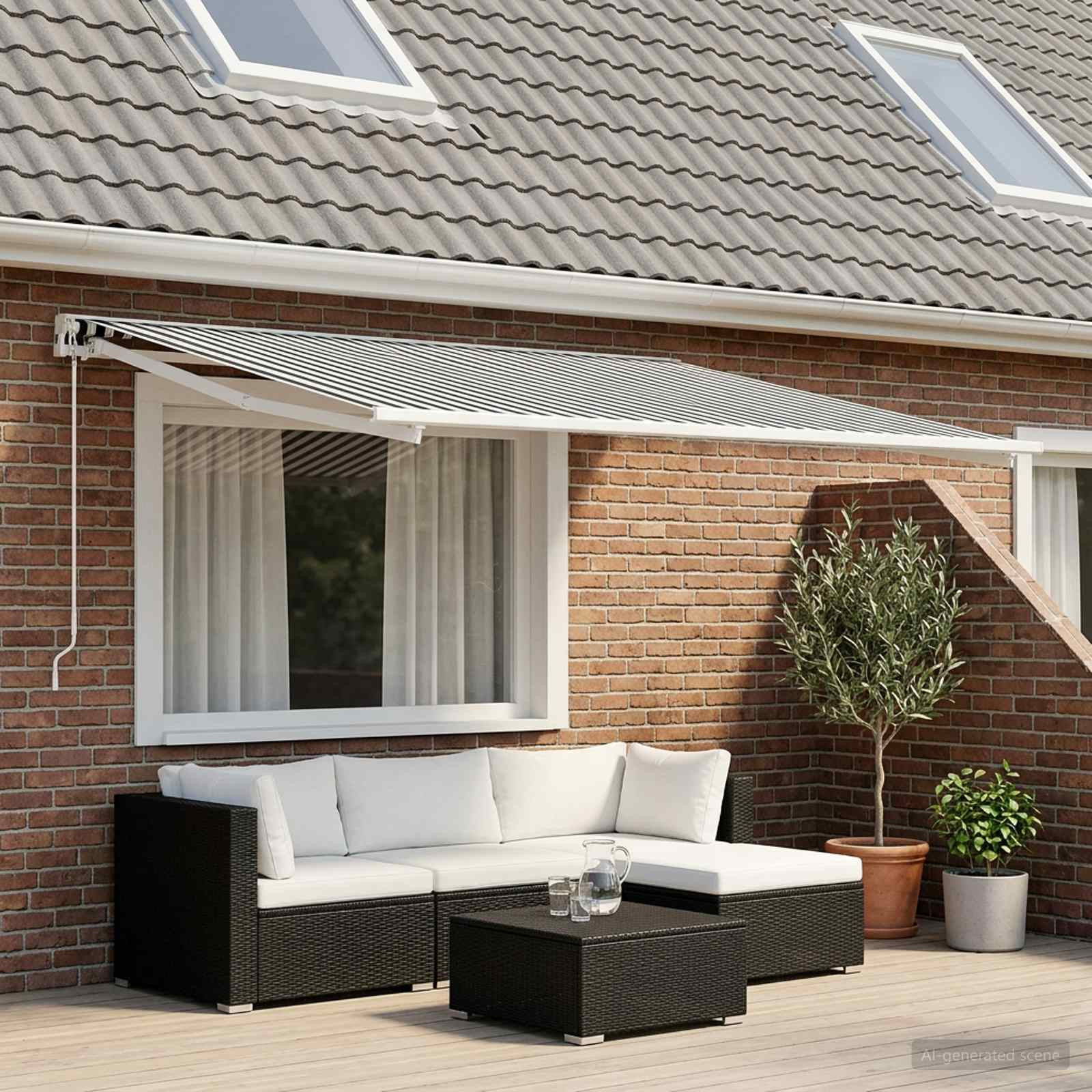 vidaXL Markisenersatzstoff Anthrazit und Weiß 500 x 300 cm Polyester