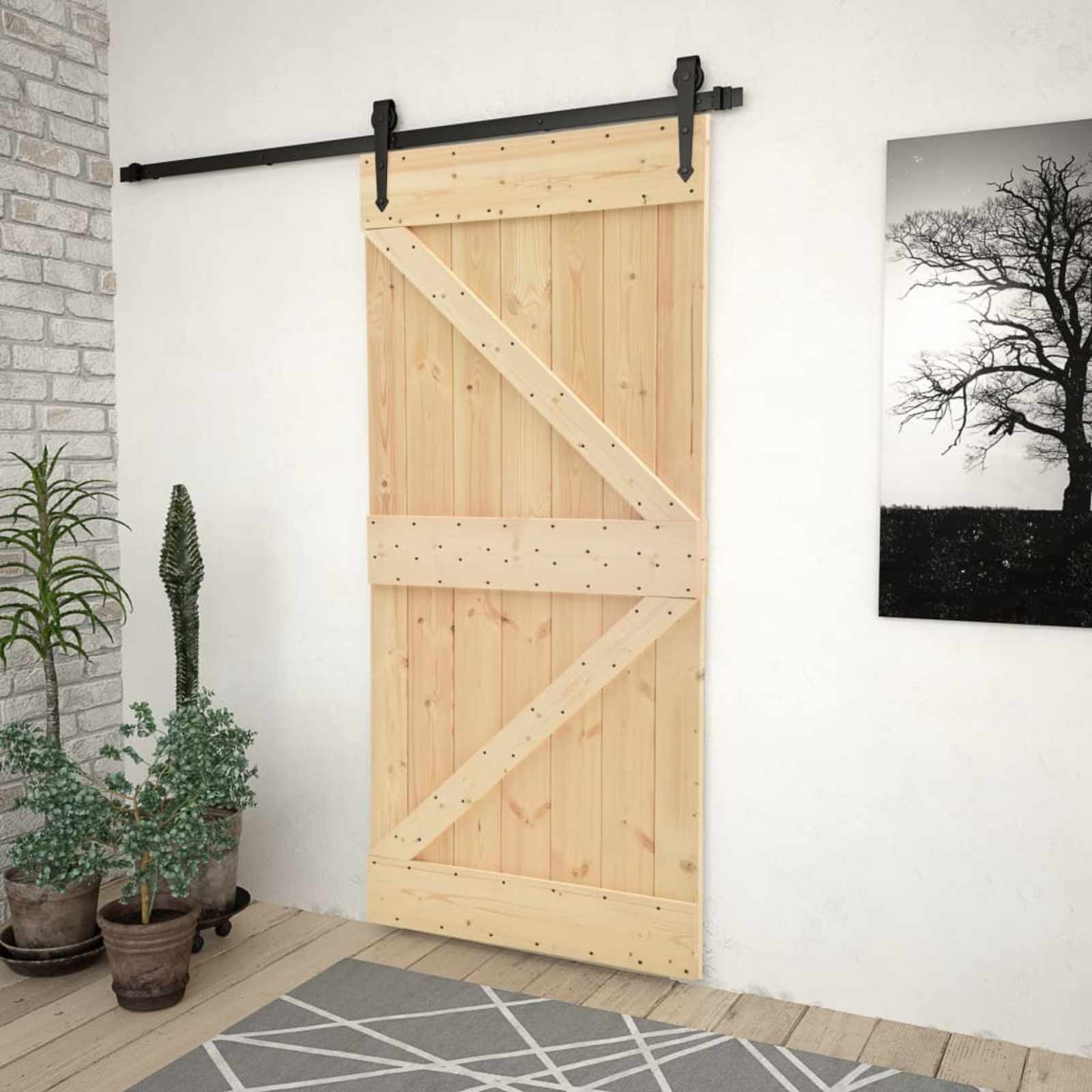 vidaXL Tür NARVIK Natur 80 x 210 cm Massivkiefer