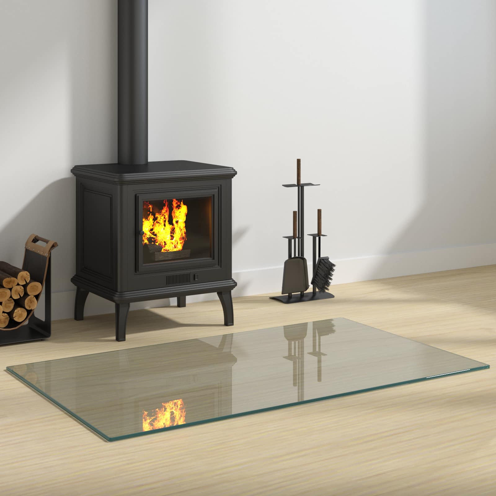 vidaXL Feuerstelle Glasplatte Transparent 100 x 60 cm Glas