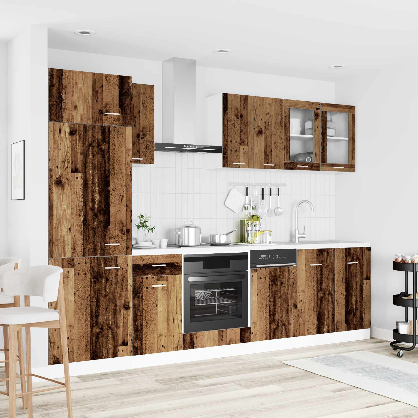 vidaXL Kücheneinheit Lyon 8 pcs Altholz Holzwerkstoff