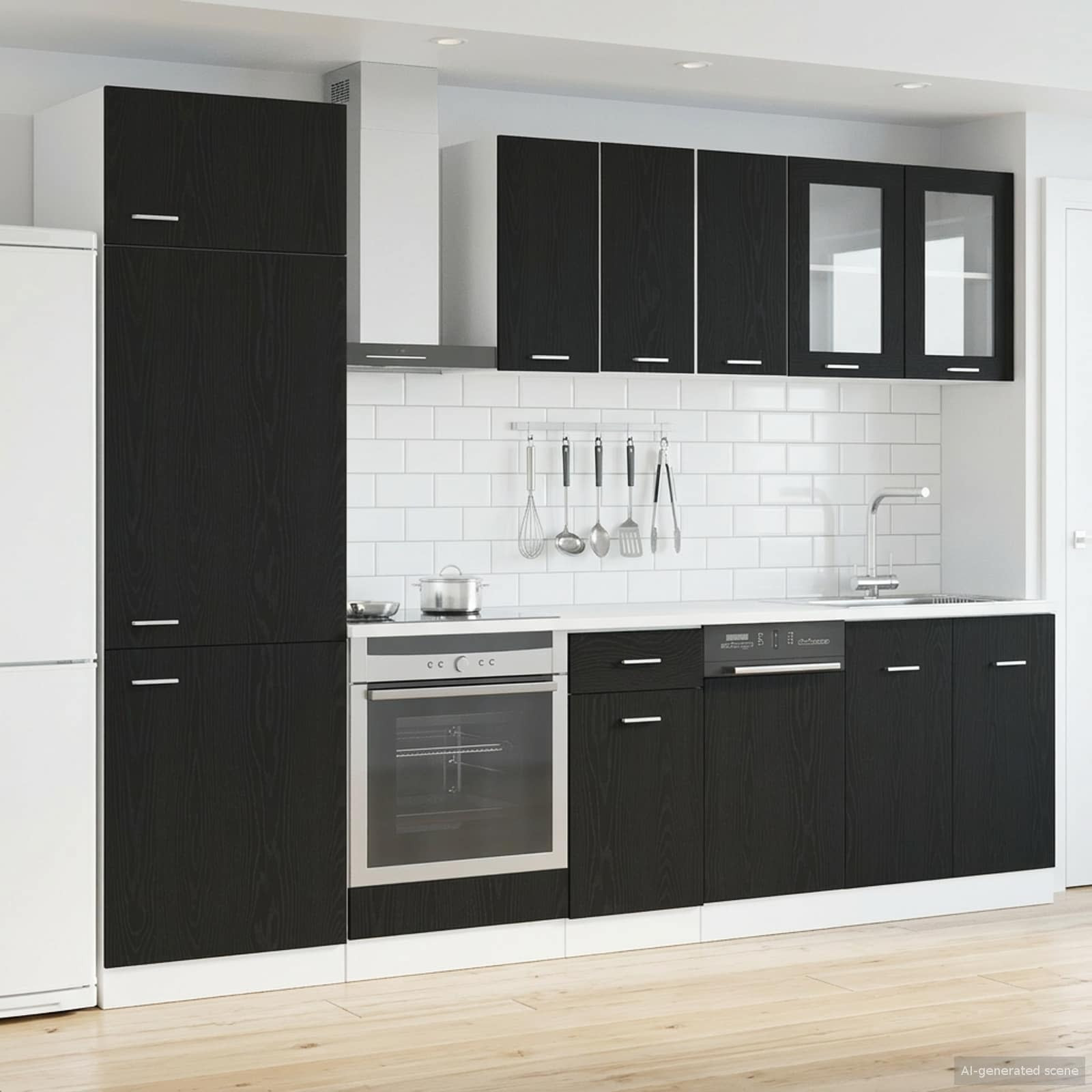 vidaXL Kücheneinheit Lyon 8 pcs Schwarze Eiche Holzwerkstoff