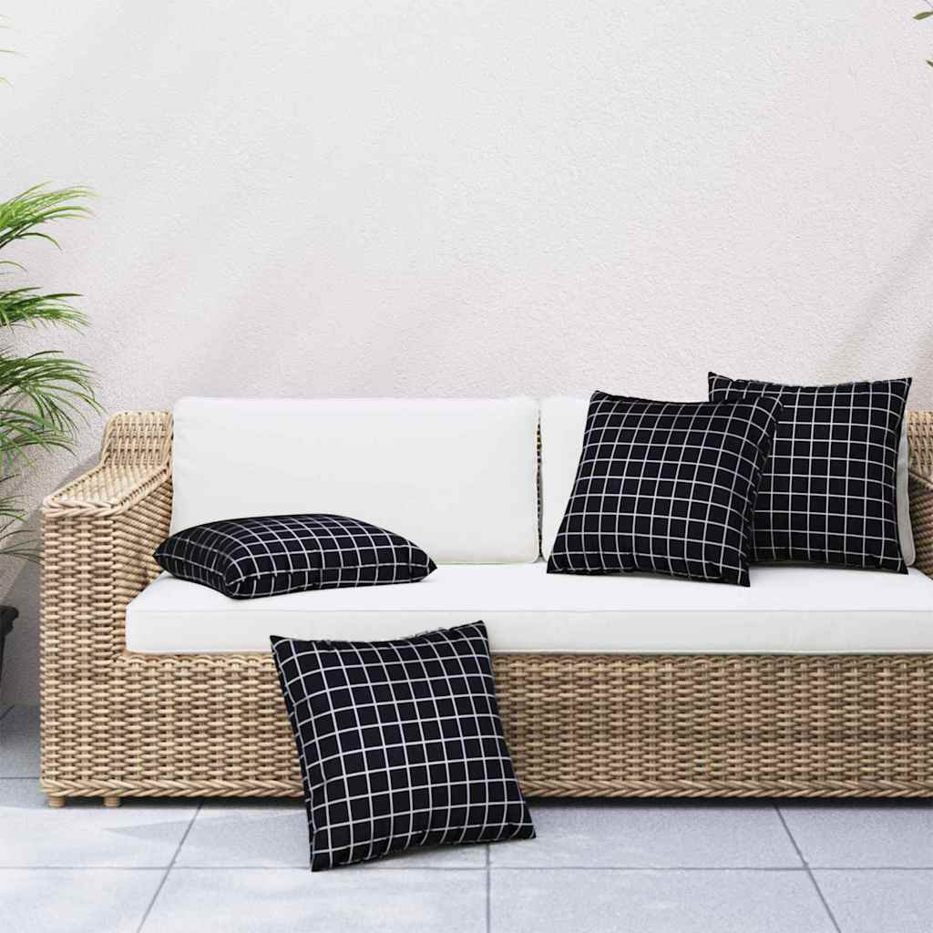 vidaXL Streupillows 4 pcs Schwarz kariert 60 x 60 cm Polyesterstoff