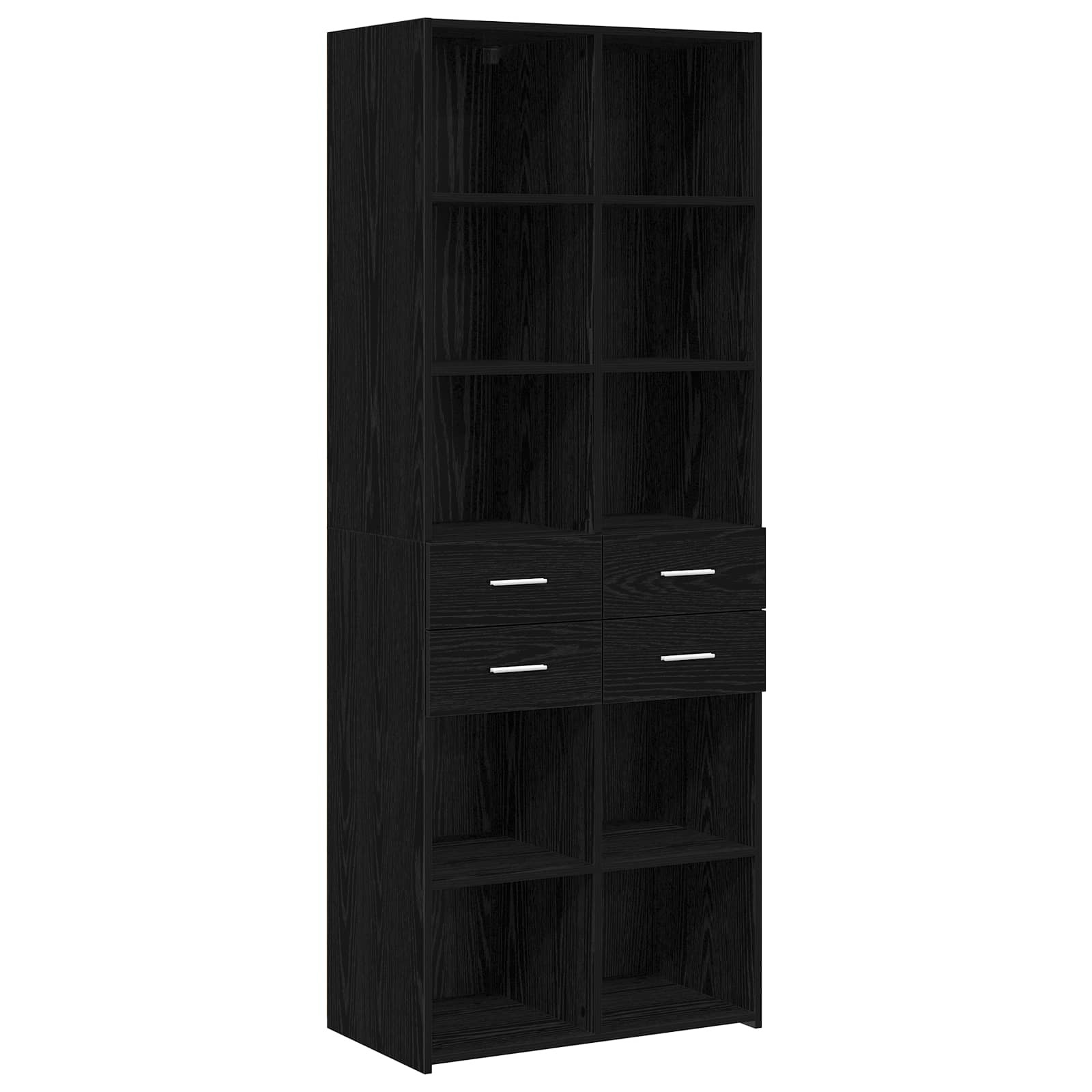 vidaXL Bücherregal Schwarz Eichen-Optik 30 x 42,4 x 185,2 cm