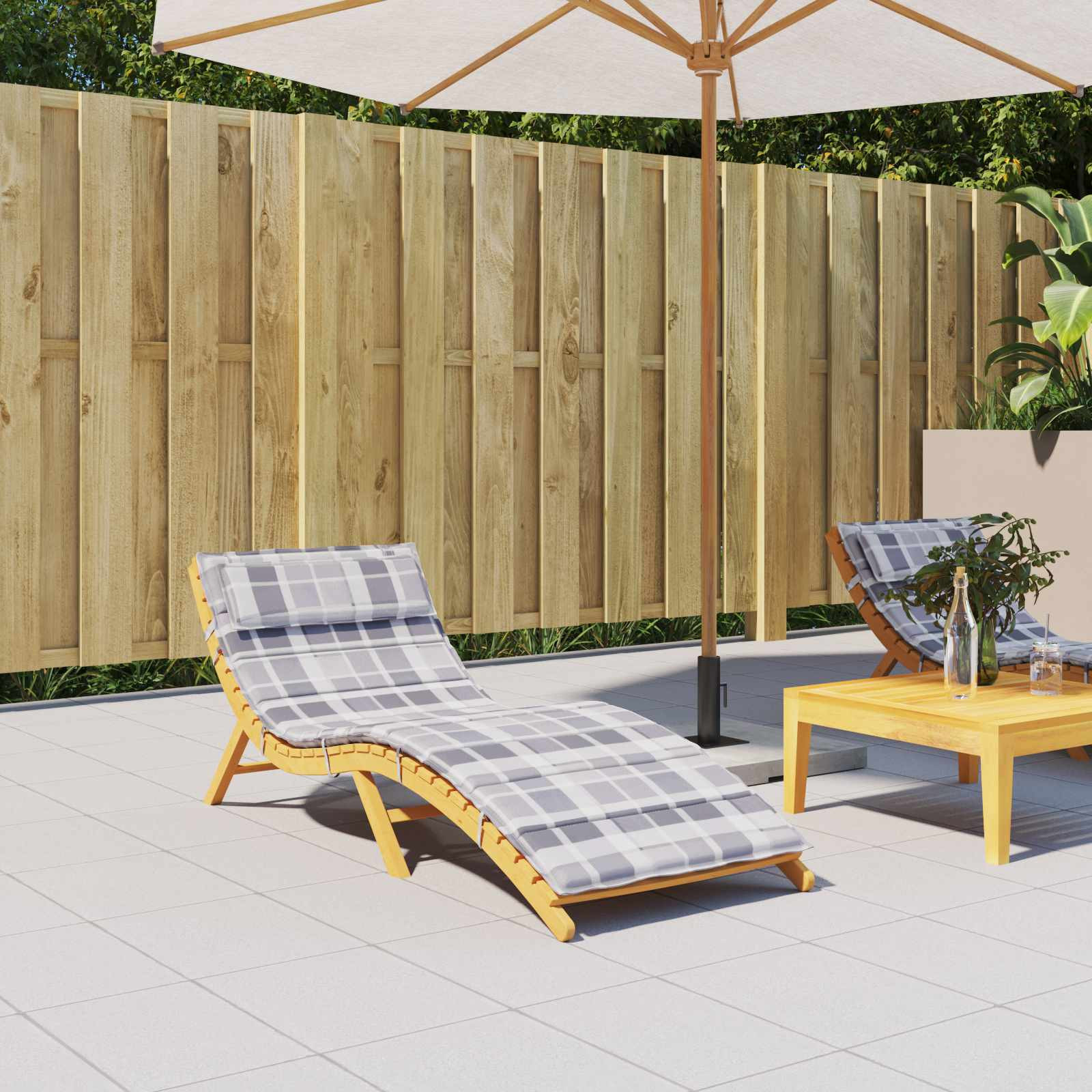 vidaXL Sonnen-Lounger Kissen Grau 180 x 60 x 4 cm Oxford-Stoff