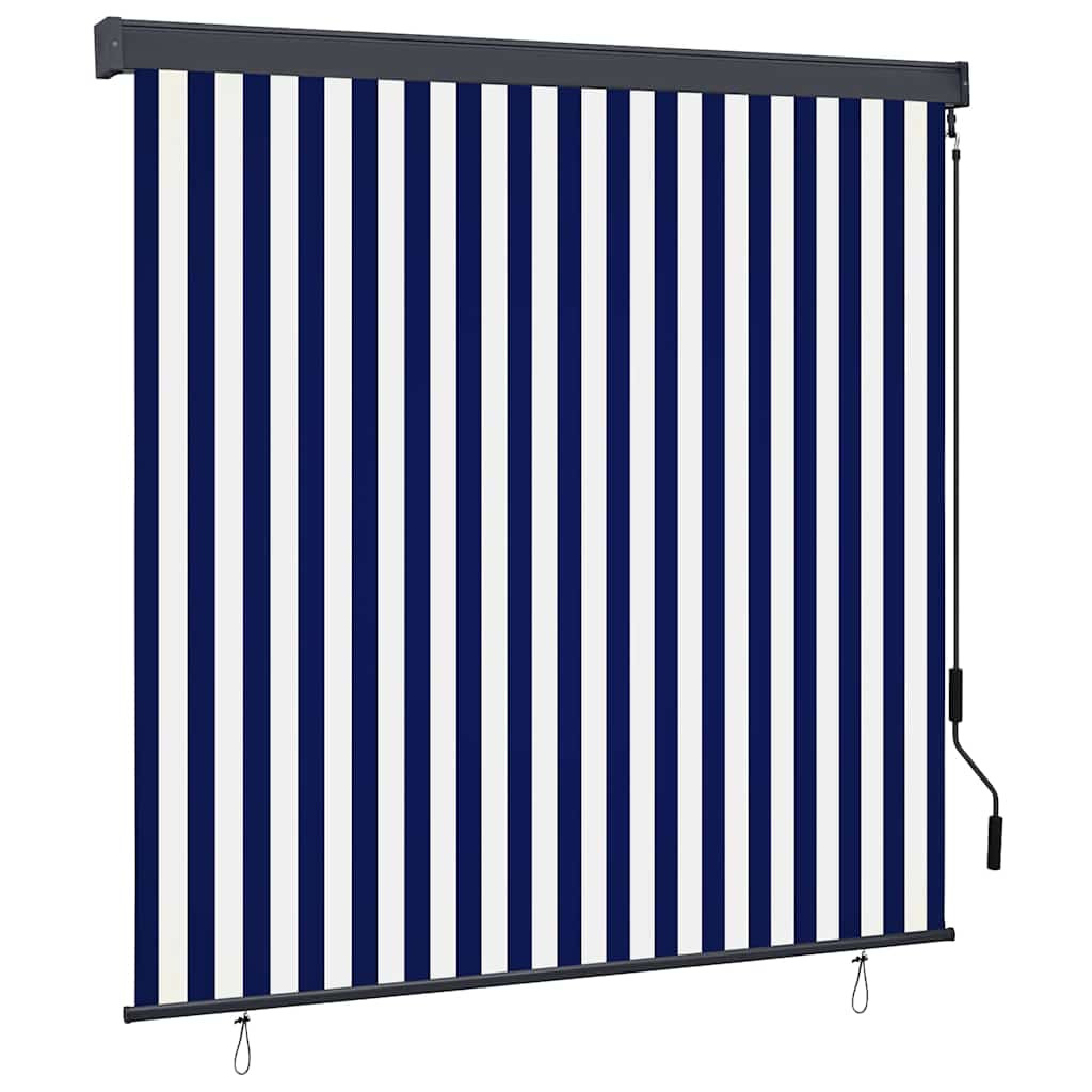 vidaXL Rollo Blau und Weiß 180 x 250 cm Stoff und Aluminium