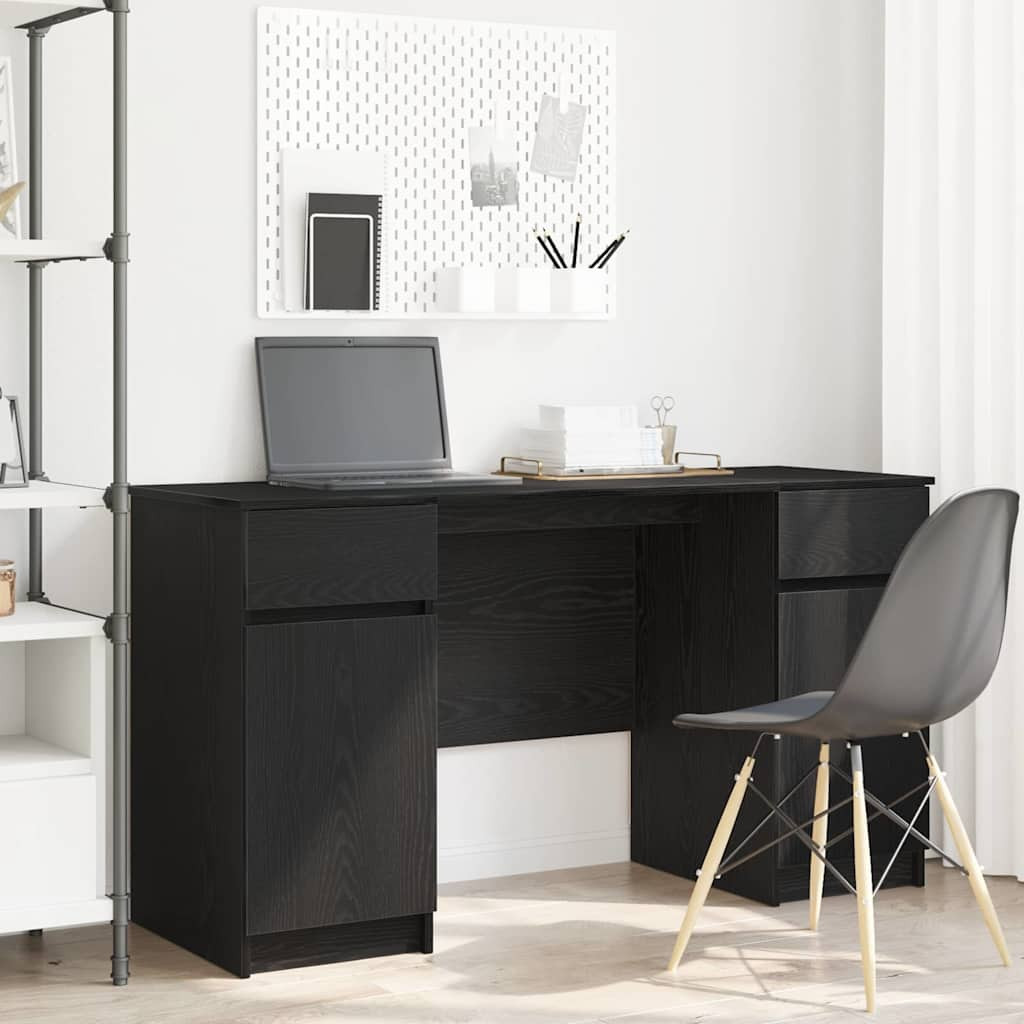 vidaXL Schreibtisch mit Regal Schwarz Eichen-Optik 140 x 49 x 76 cm