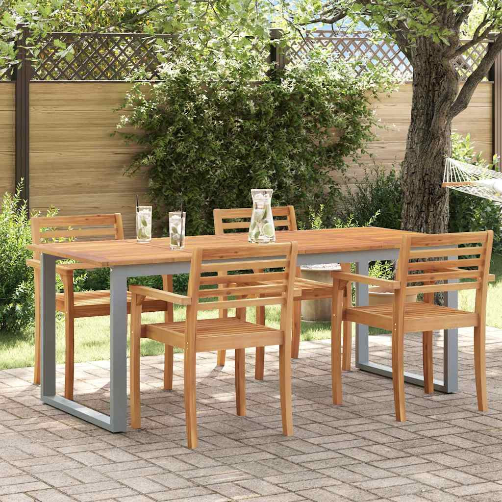 vidaXL Gartentisch Grau 200 x 90 x 75 cm Massivholz Akazie